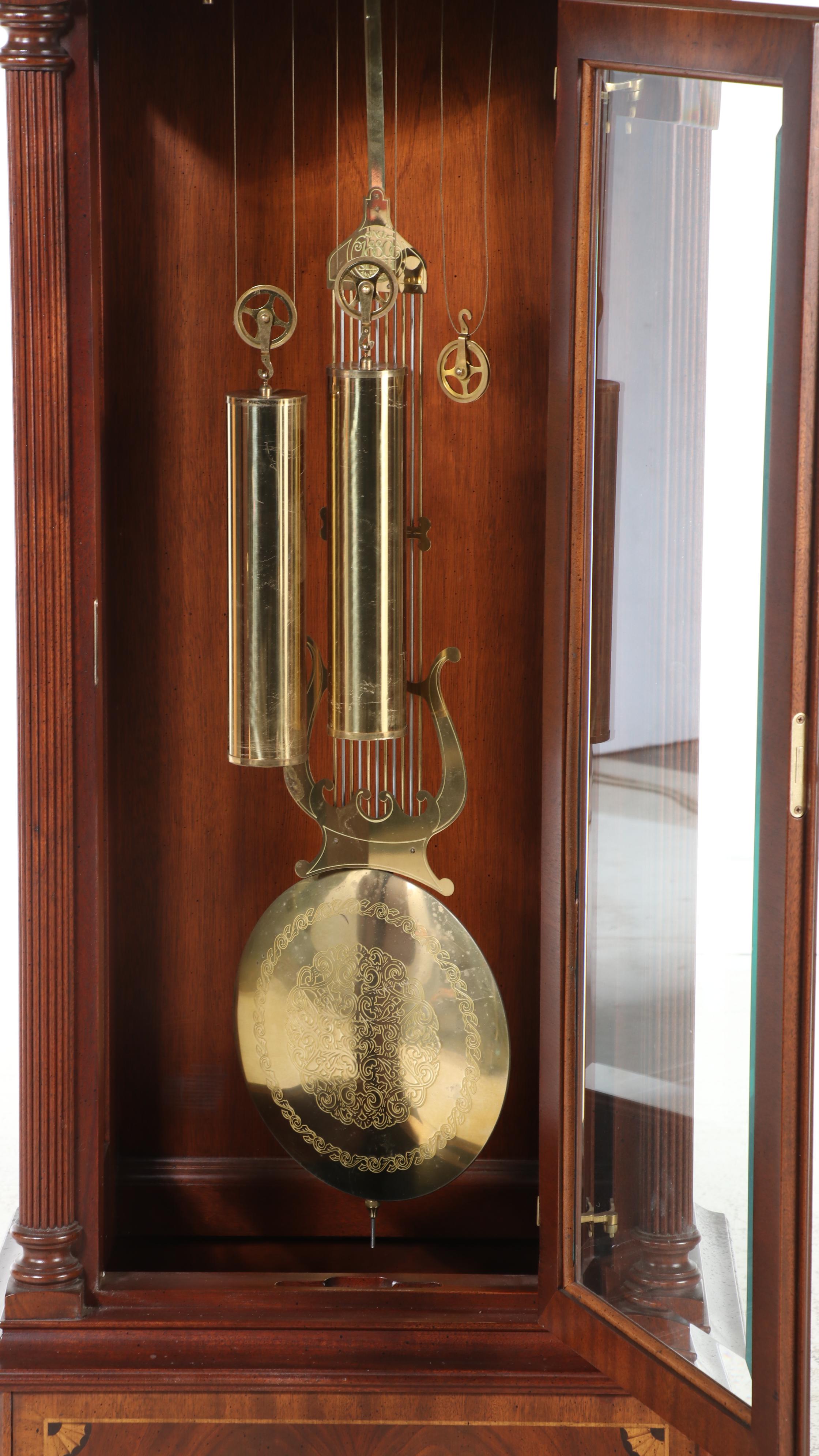 Sligh Georgian Style Inlaid Mahogany Grandfather Clock