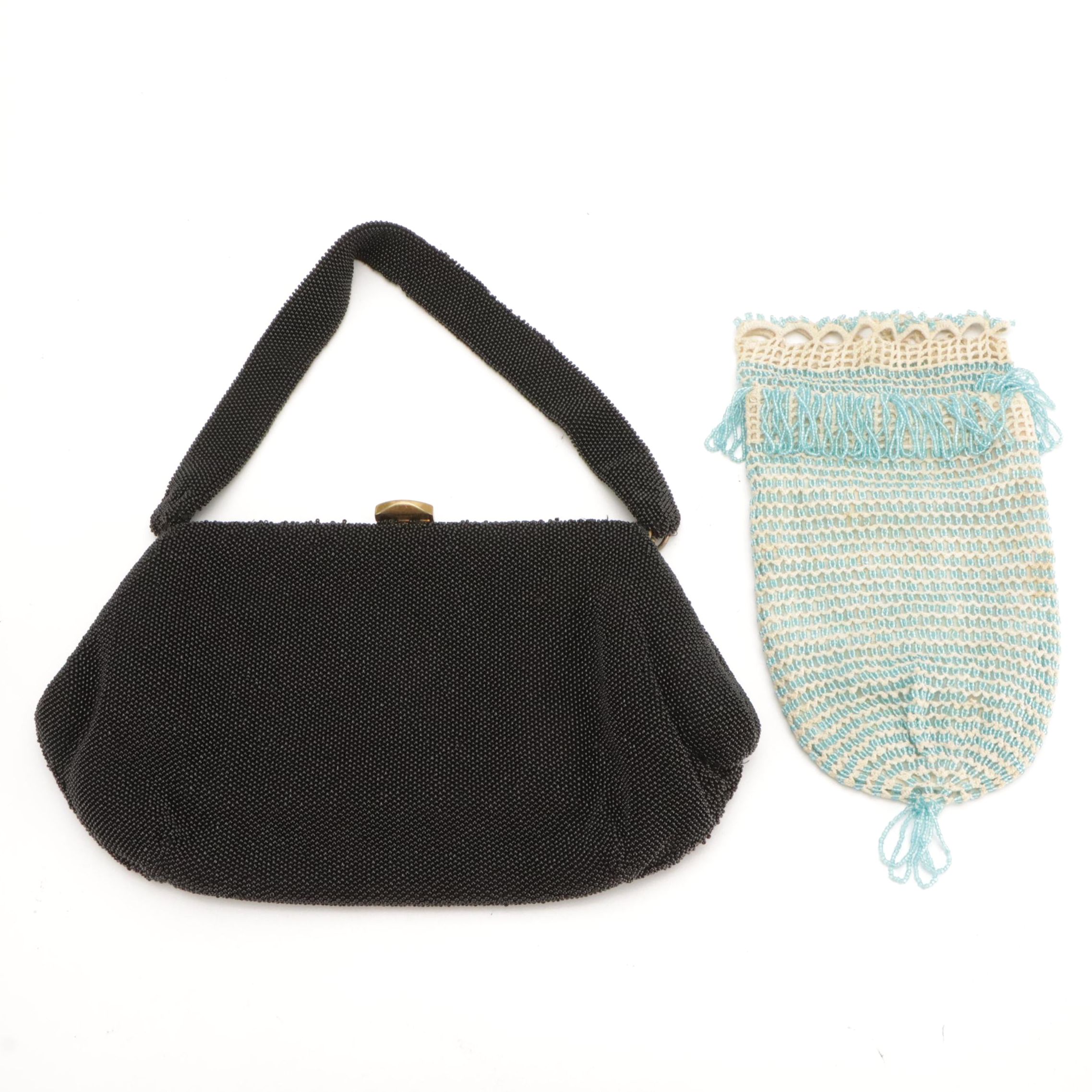Bags by Josef Black Micro Bead Embellished Frame Bag, Other Crochet/Bead Pouch