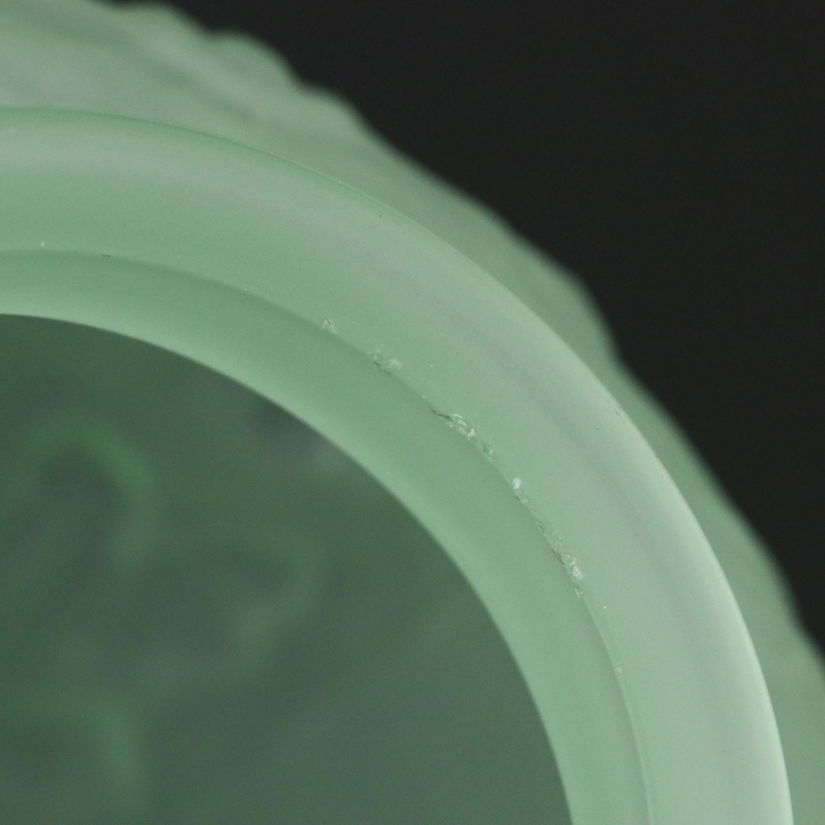 Tiffin-Franciscan "Poppy" Satin Vaseline Glass Vase, Early to Mid-20th C.