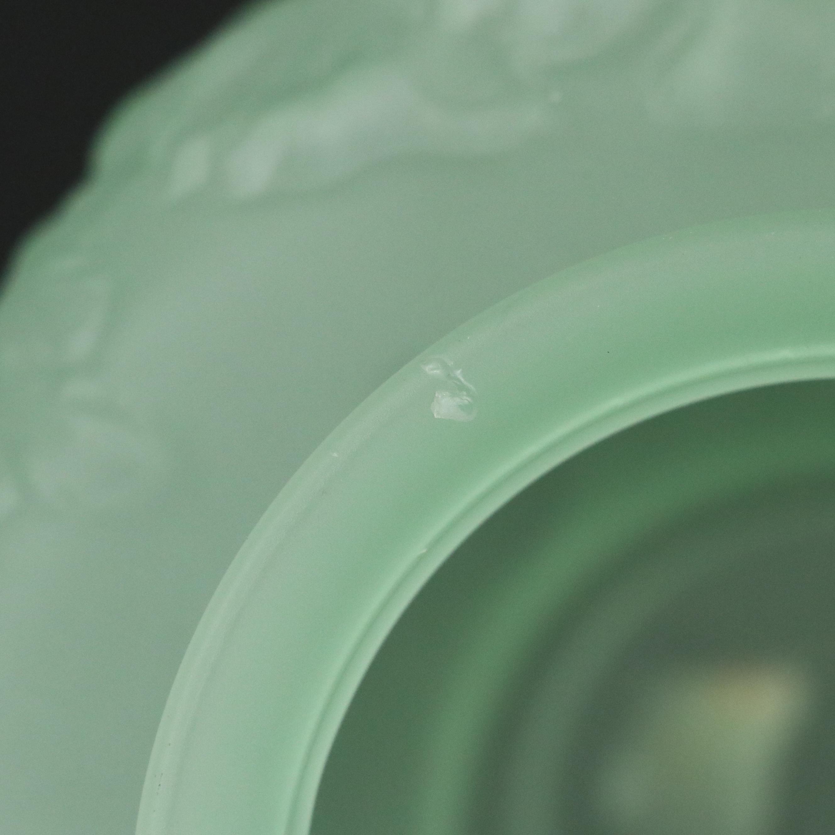 Tiffin-Franciscan "Poppy" Satin Vaseline Glass Vase, Early to Mid-20th C.