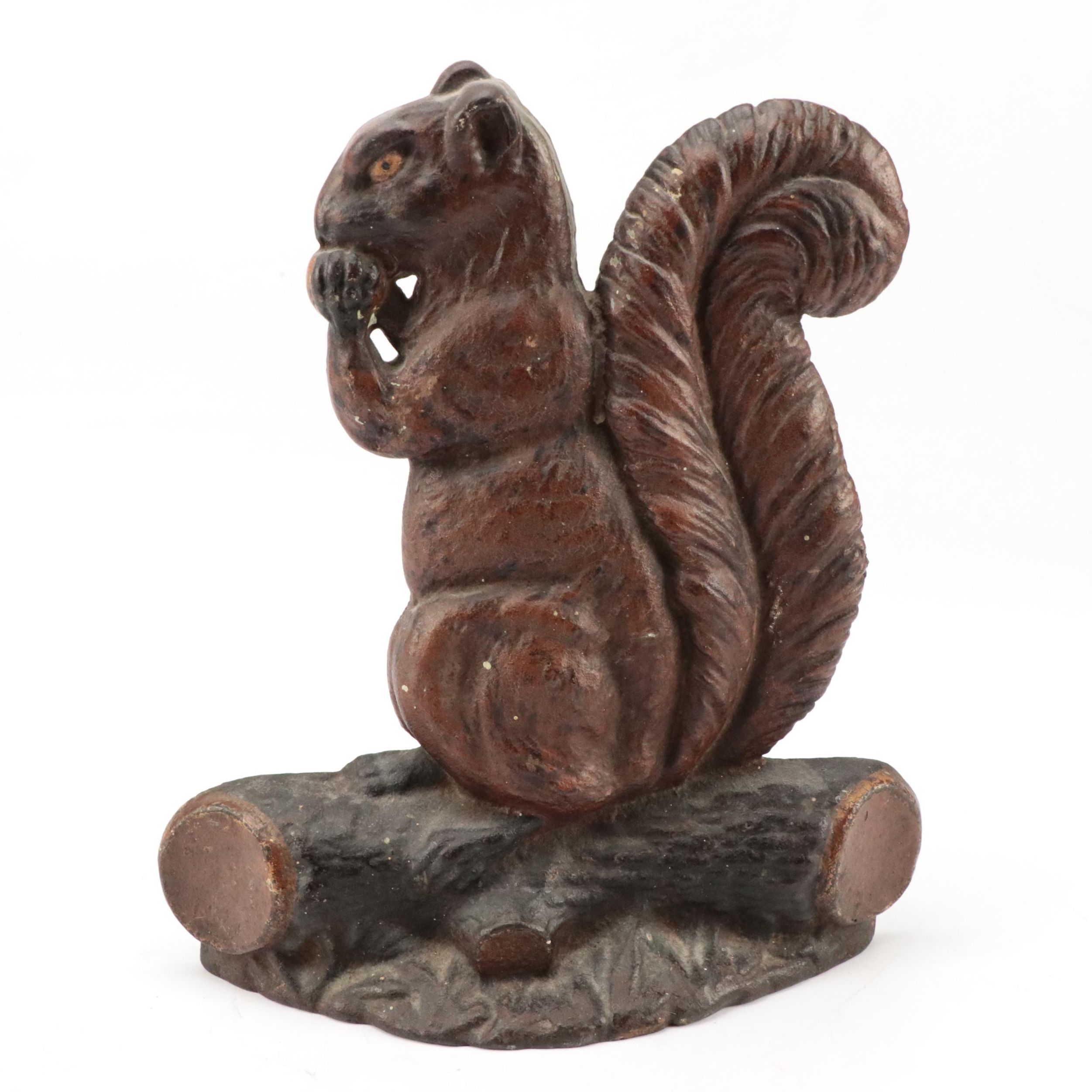 Nitney Cast Iron Squirrel Eating Nut Doorstop, Early to Mid-20th Century