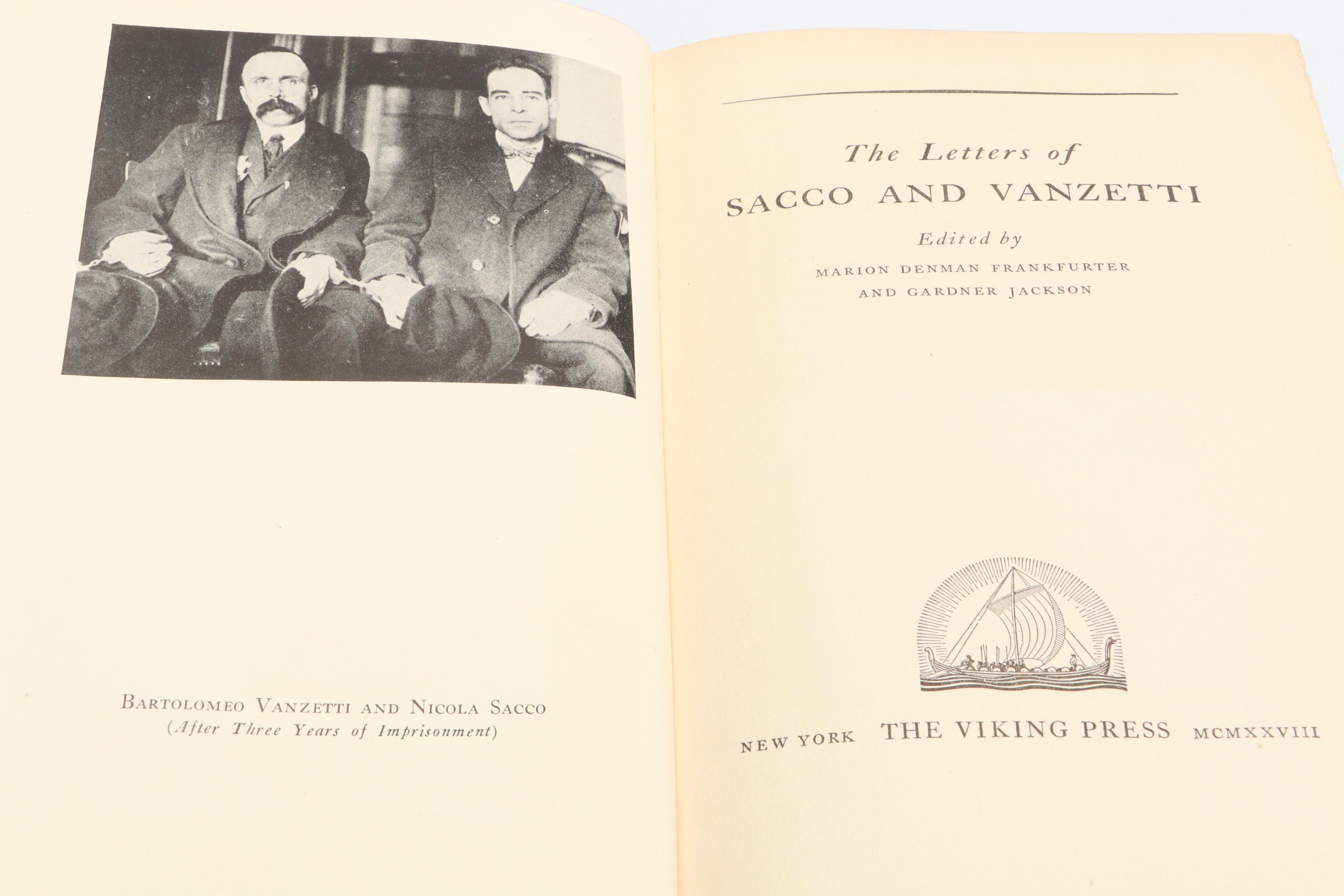 First Edition "Letters of Sacco and Vanzetti" Edited by Frankfurter and Jackson