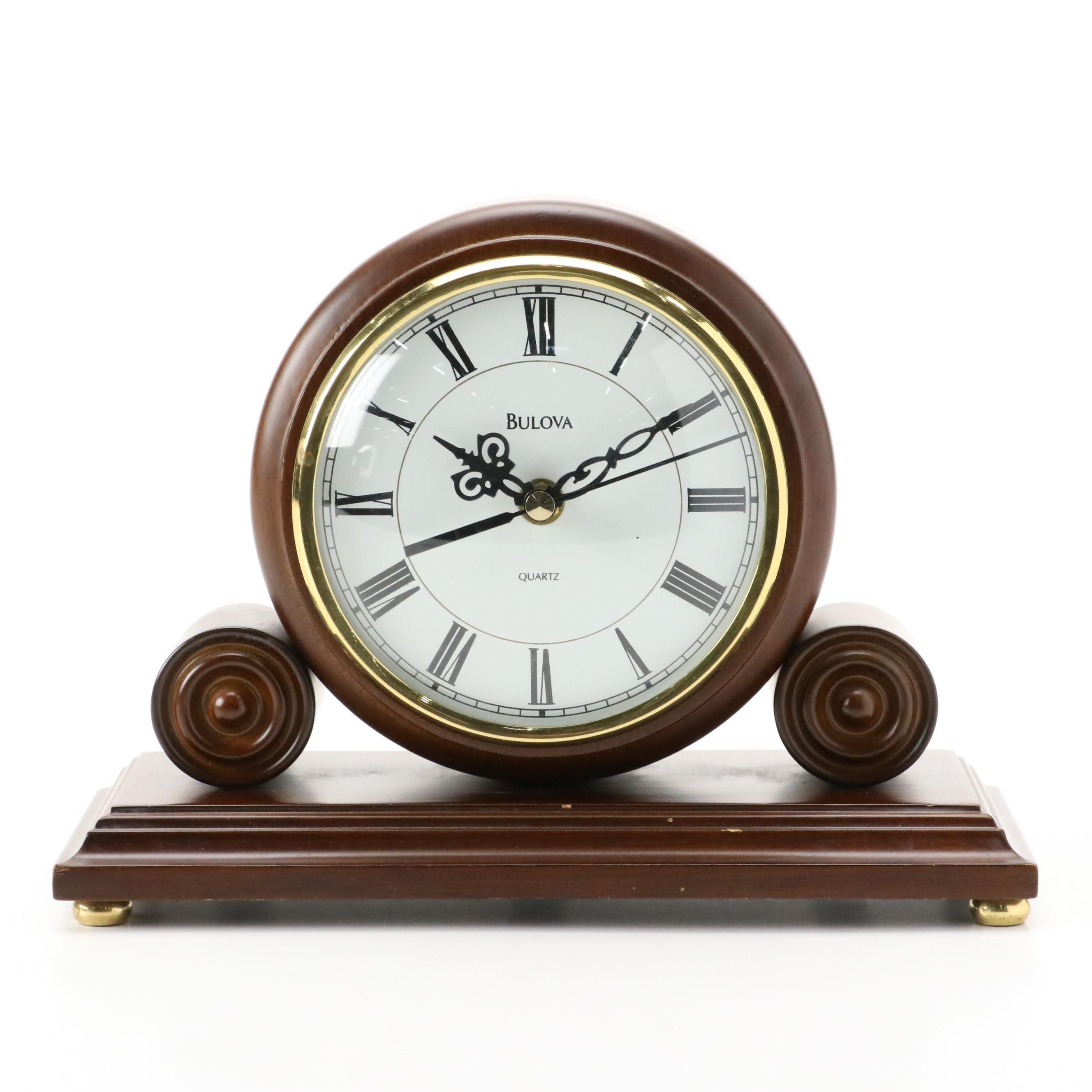 Bulova Walnut Finish Wood Mantel Clock