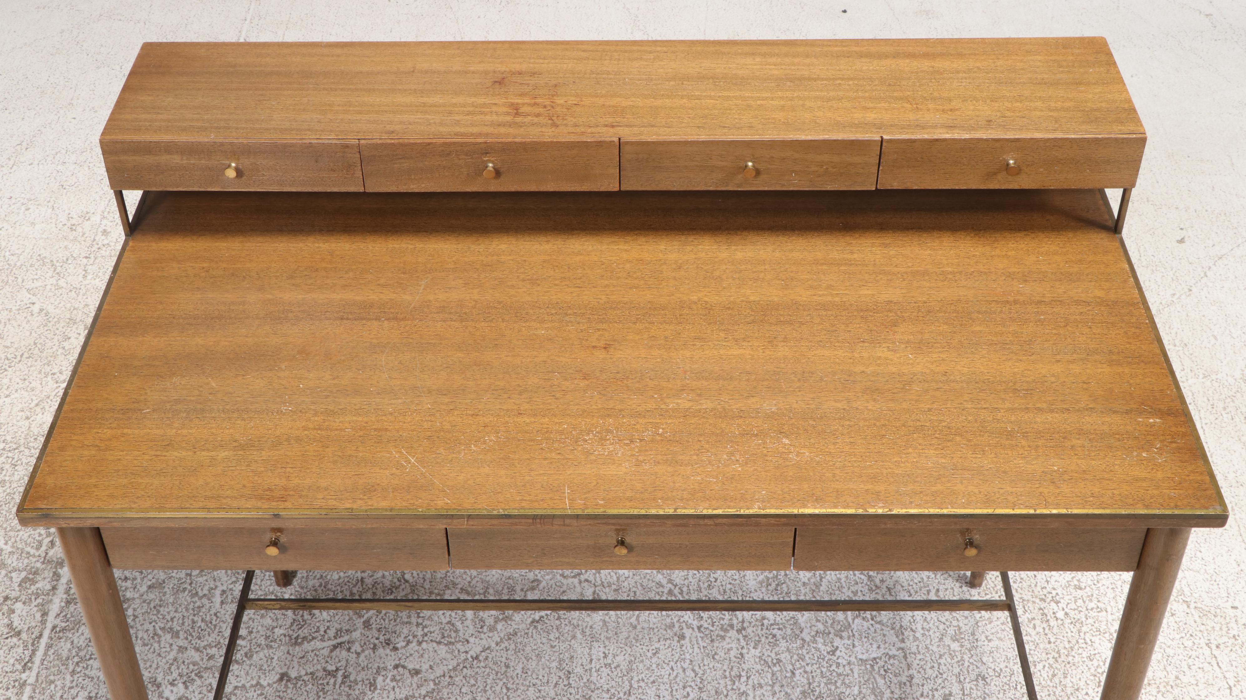 Mid Century Modern Style Wooden Two-Tier Desk, Mid to Late 20th Century