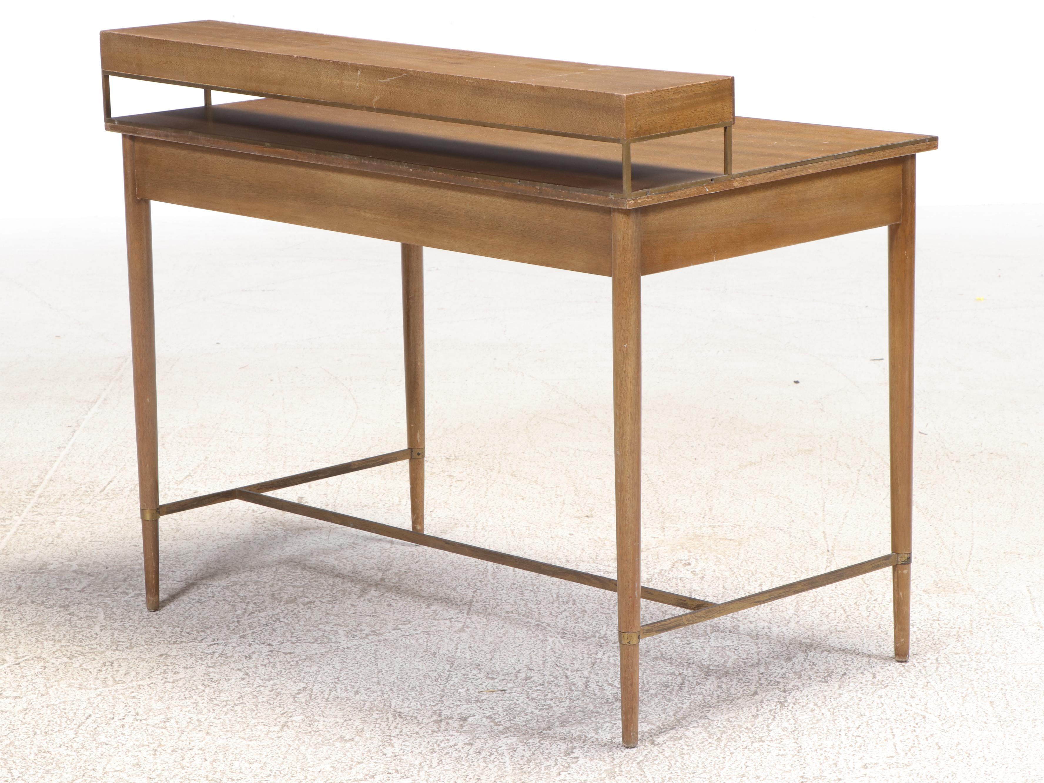 Mid Century Modern Style Wooden Two-Tier Desk, Mid to Late 20th Century