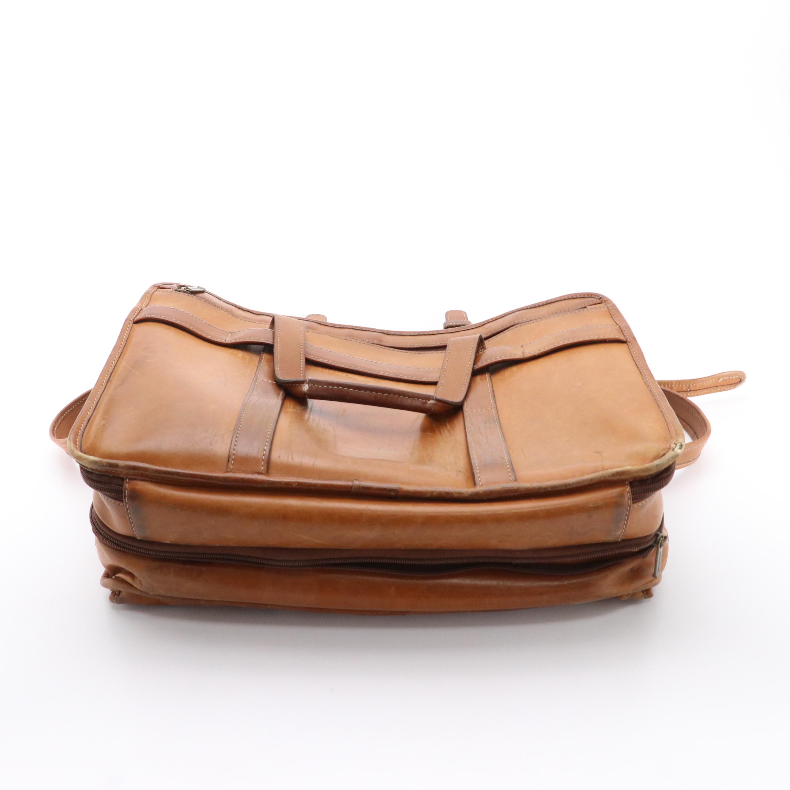 Korchmar Brown Leather Accordion-Style Briefcase Bag