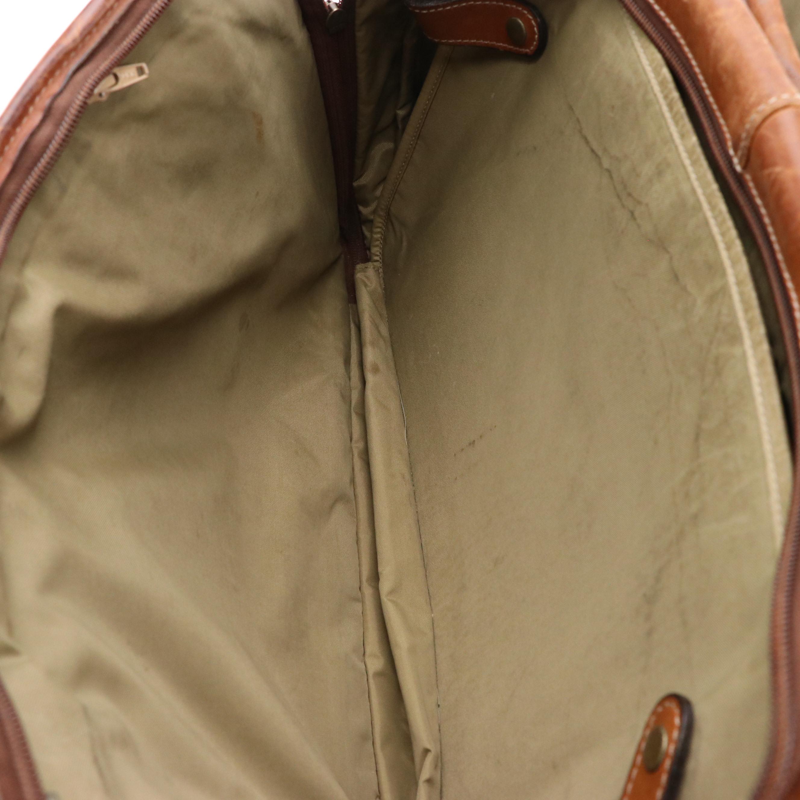 Korchmar Brown Leather Accordion-Style Briefcase Bag