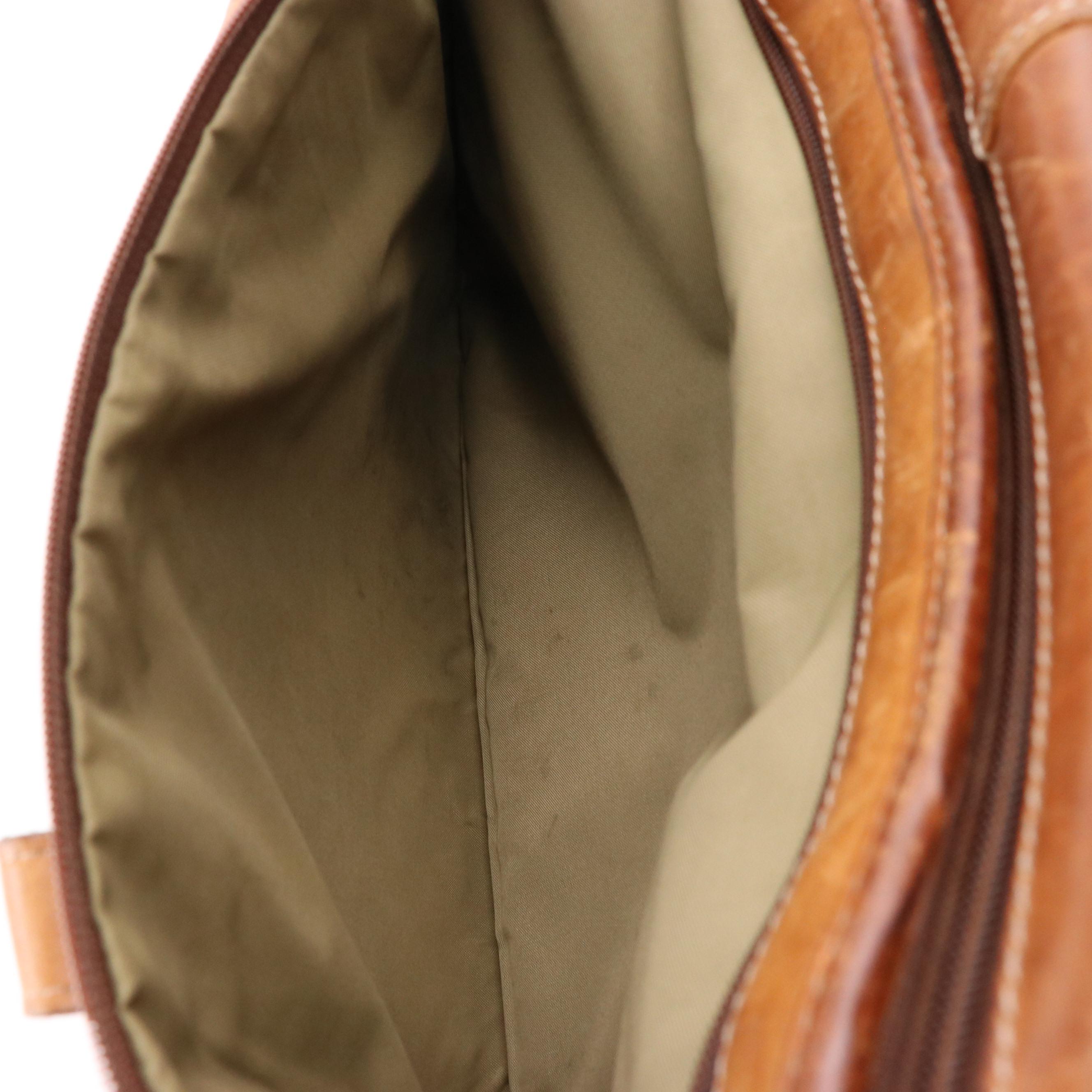 Korchmar Brown Leather Accordion-Style Briefcase Bag