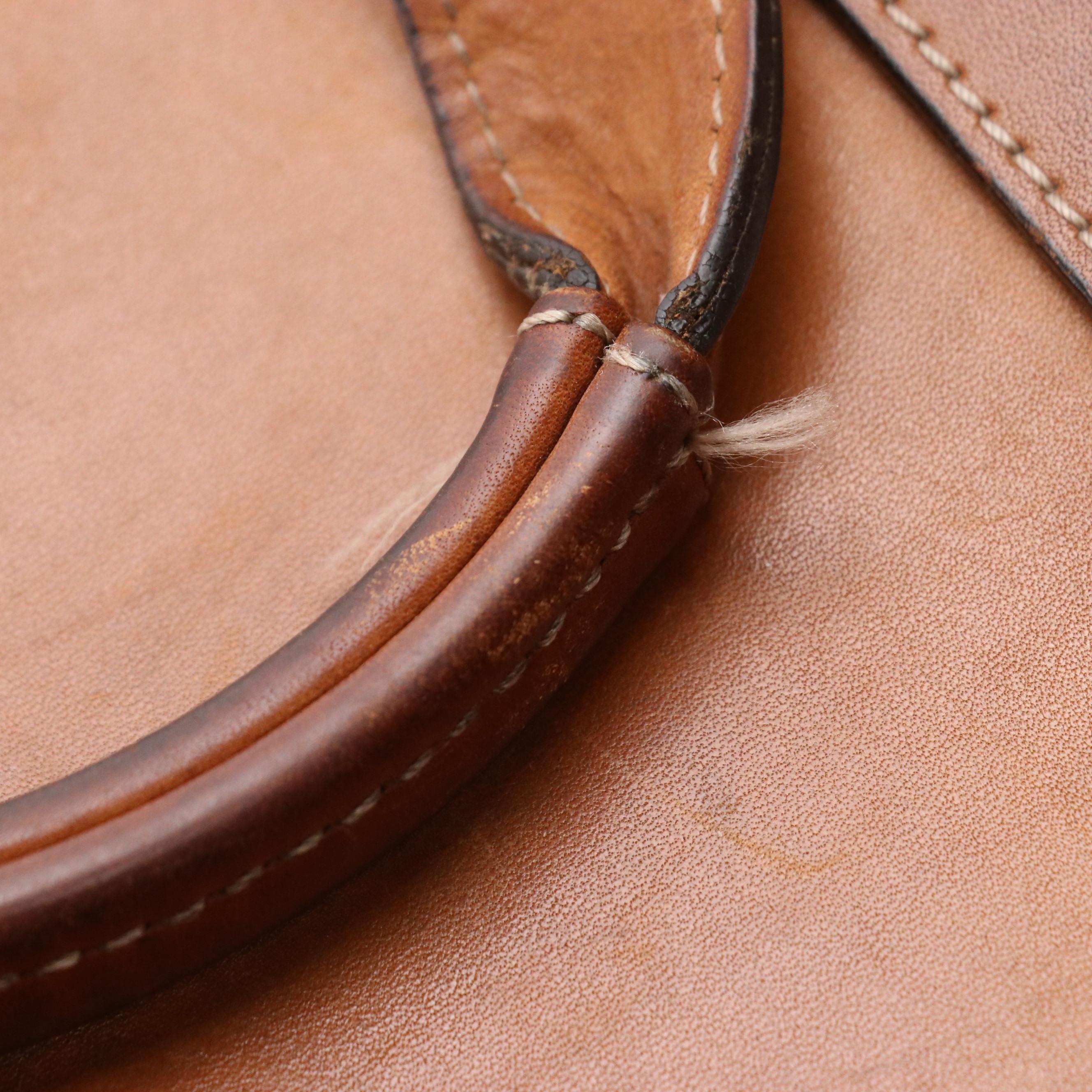 Korchmar Brown Leather Accordion-Style Briefcase Bag