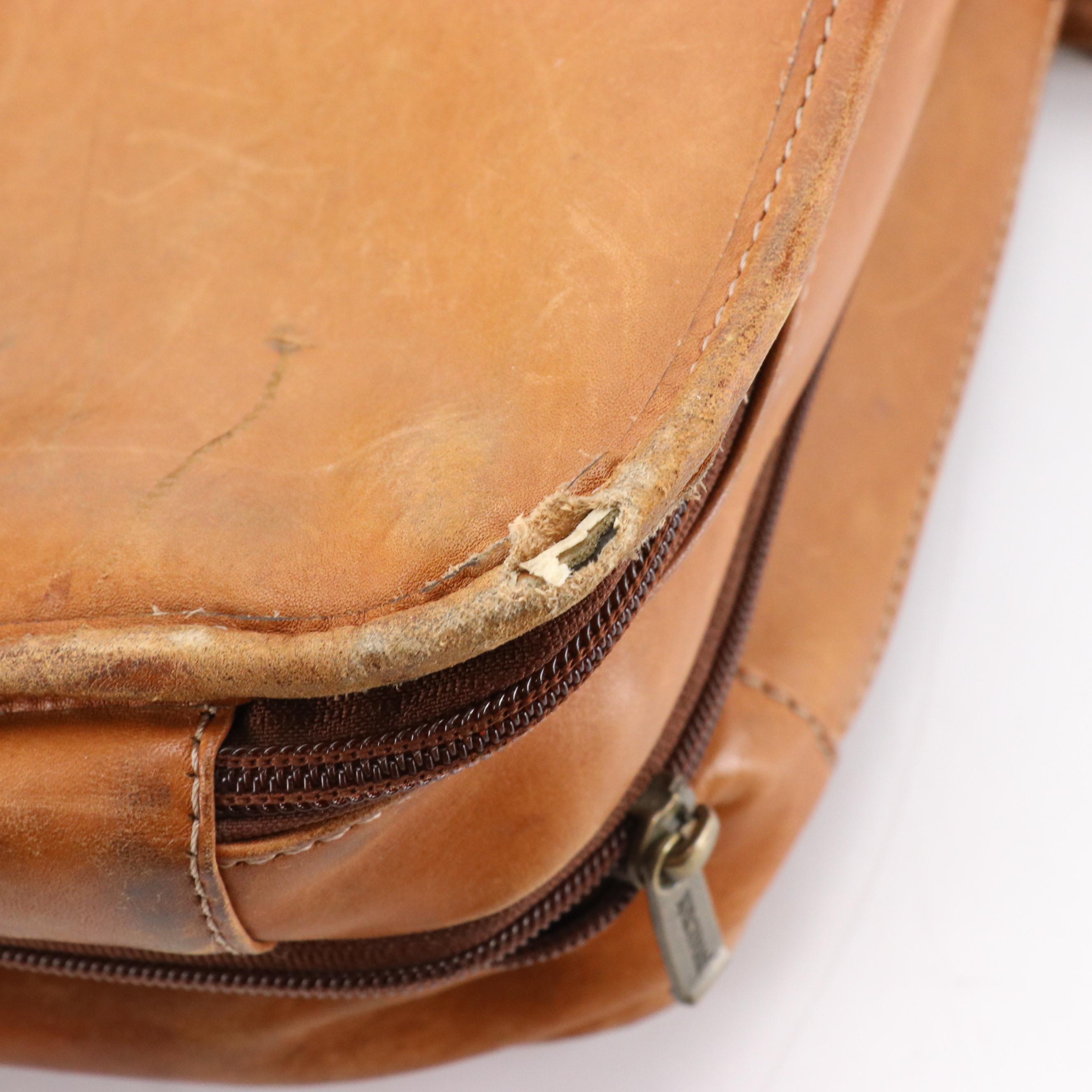 Korchmar Brown Leather Accordion-Style Briefcase Bag