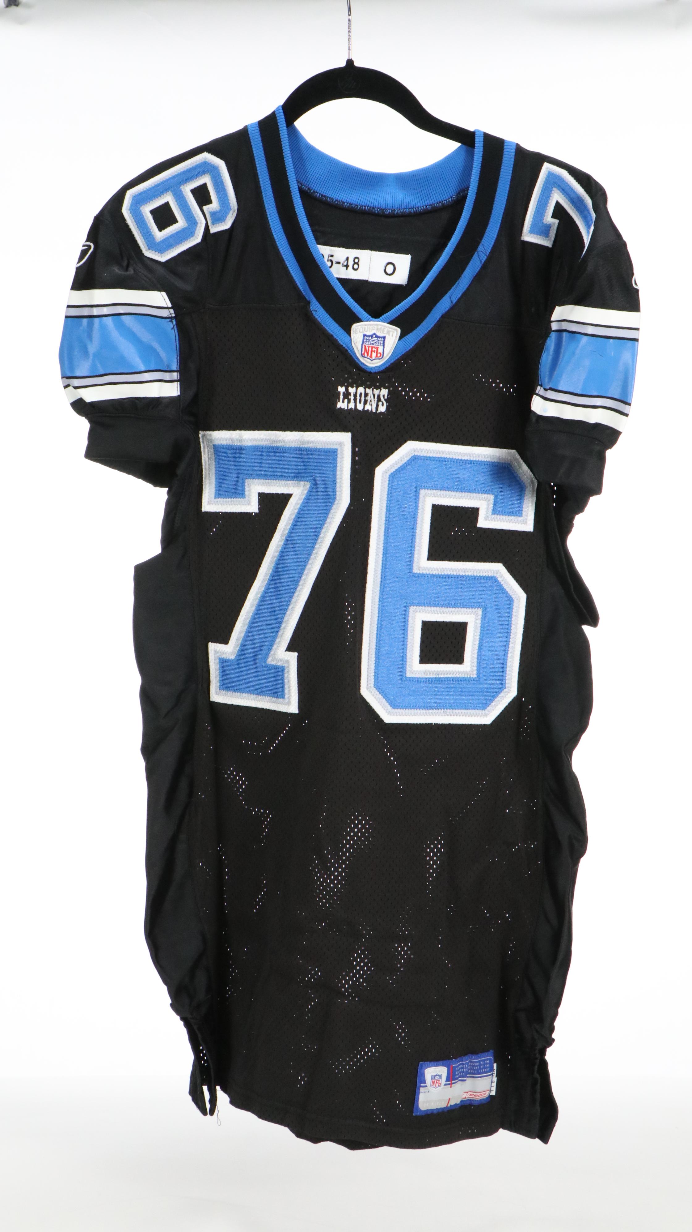 Jeff Backus Player Issued Detroit Lions Jersey with Signed Wilson Football