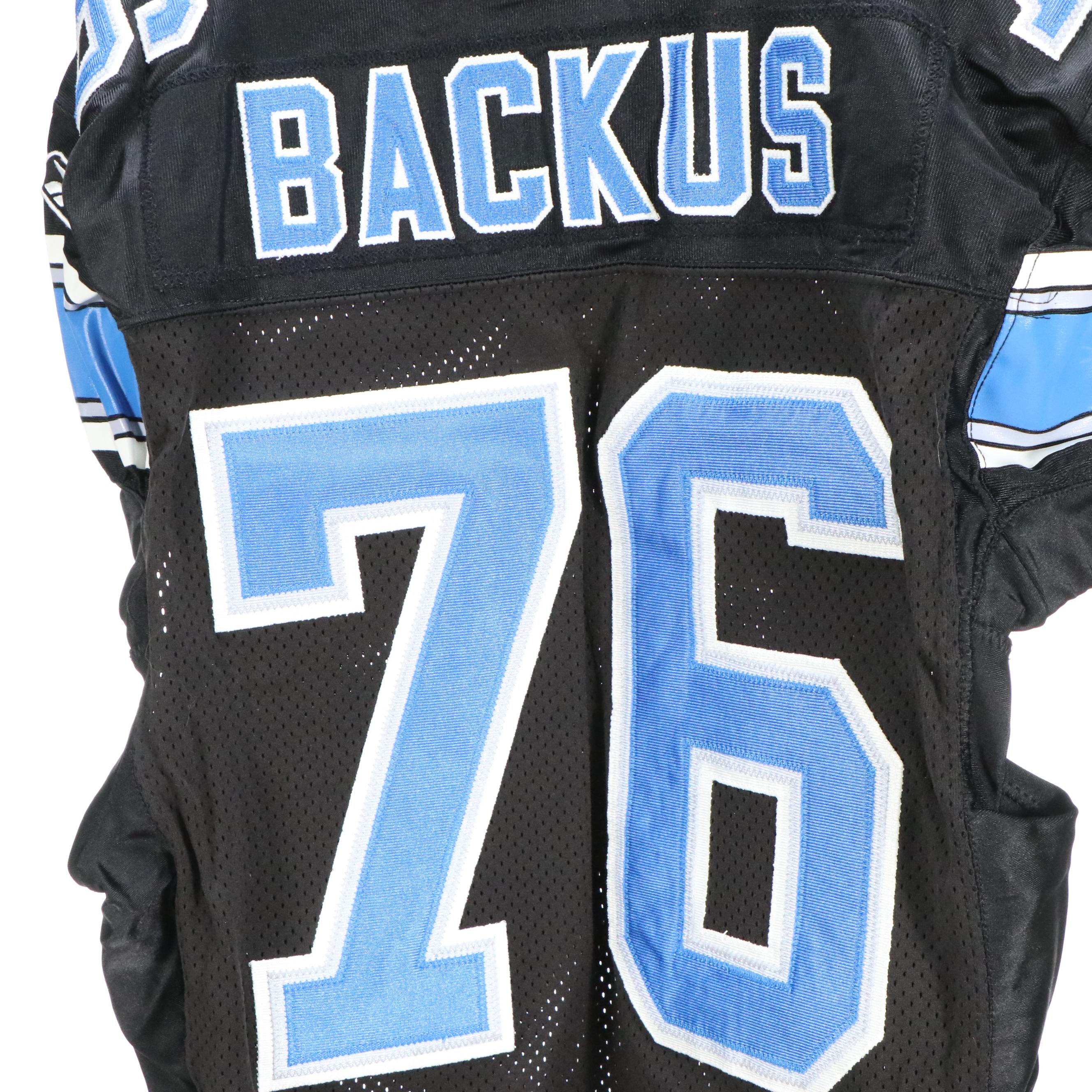 Jeff Backus Player Issued Detroit Lions Jersey with Signed Wilson Football