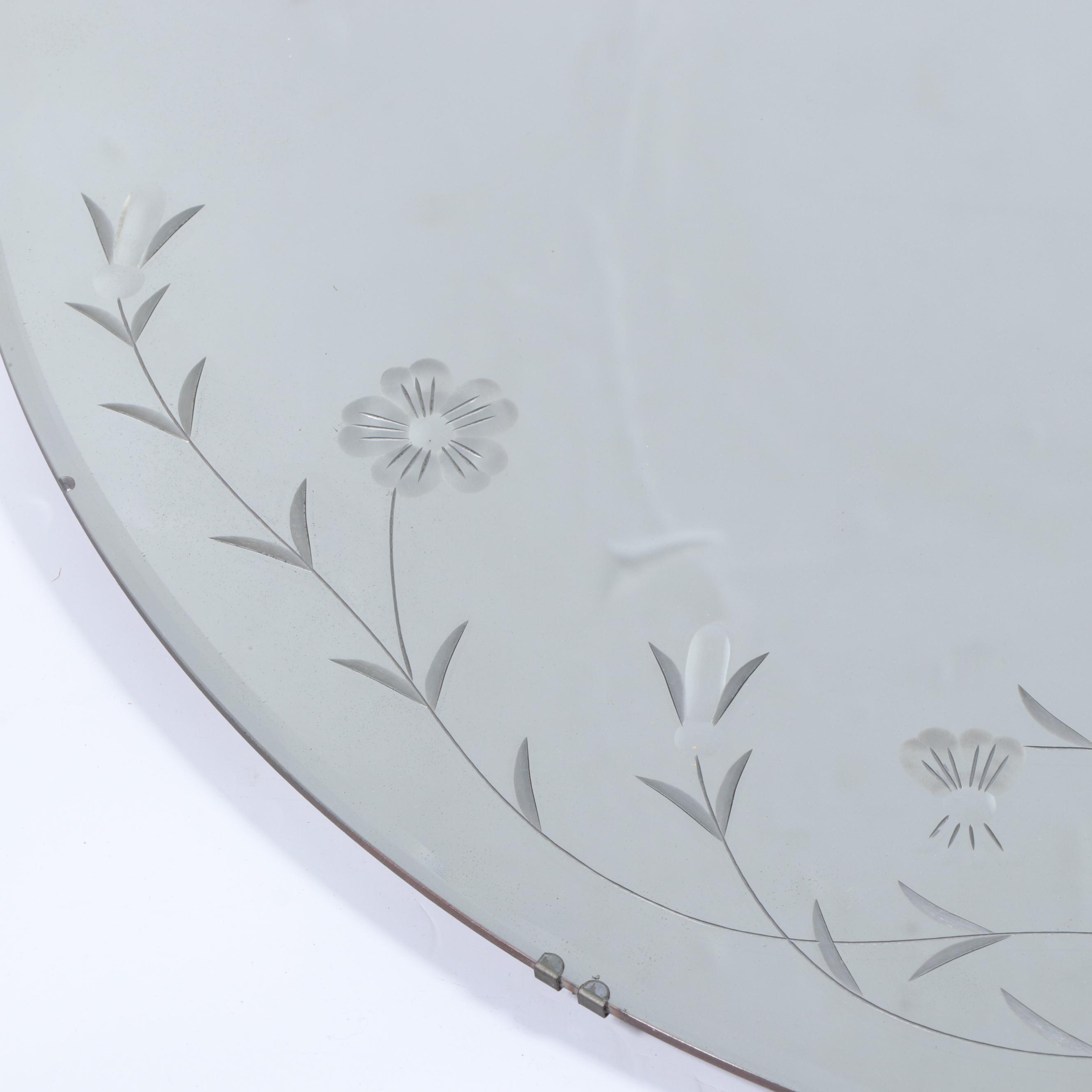 Noyer Reverse-Etched and Beveled Glass Wall Mirror