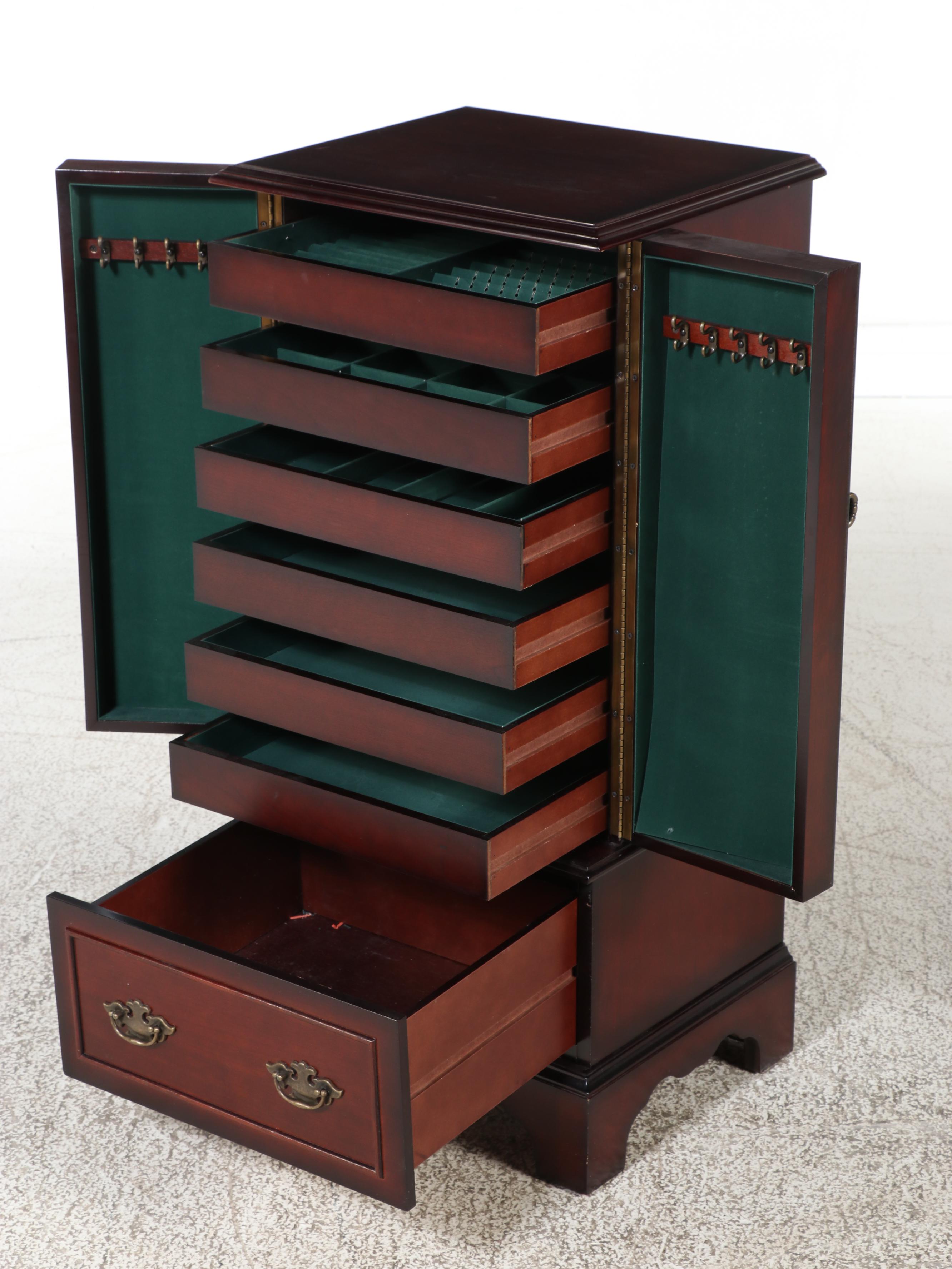 The Bombay Company Federal Style Cherrywood-Stained Jewelry Cabinet