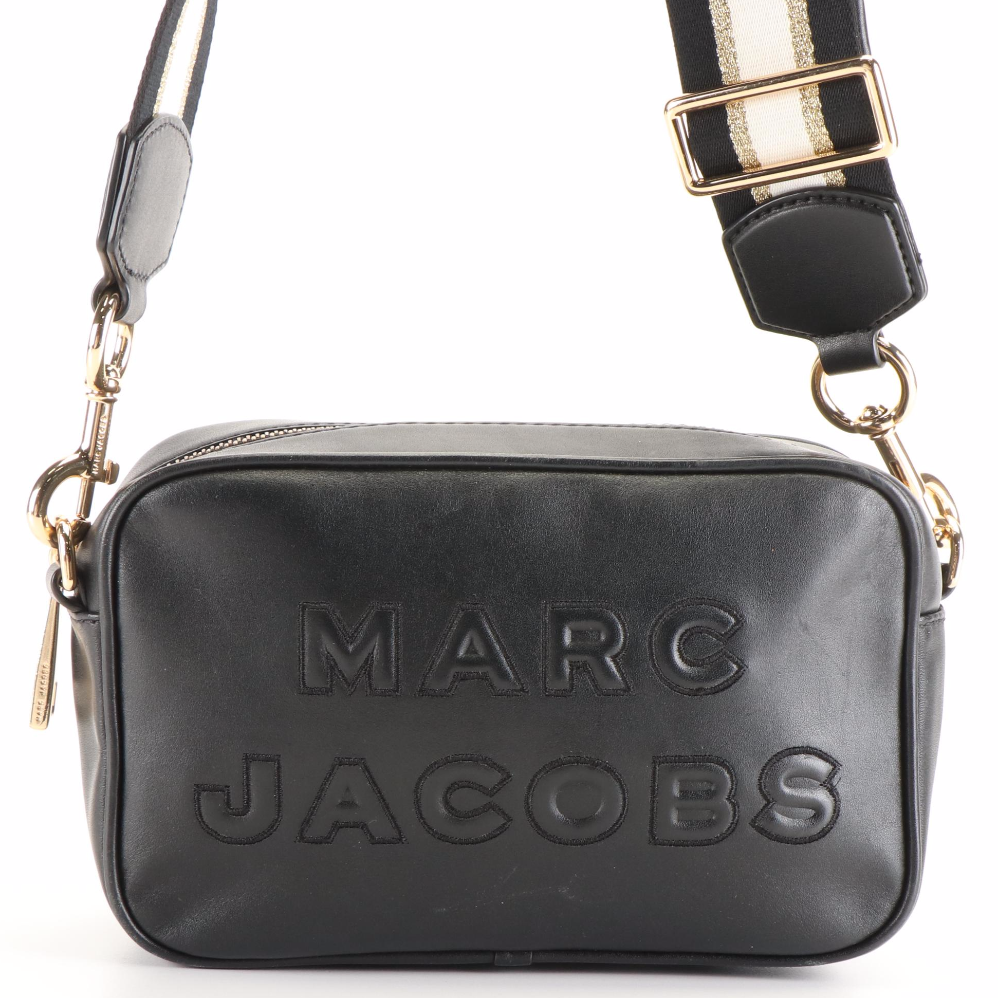 Marc Jacobs Quilted Logo Crossbody Camera Bag in Black Leather