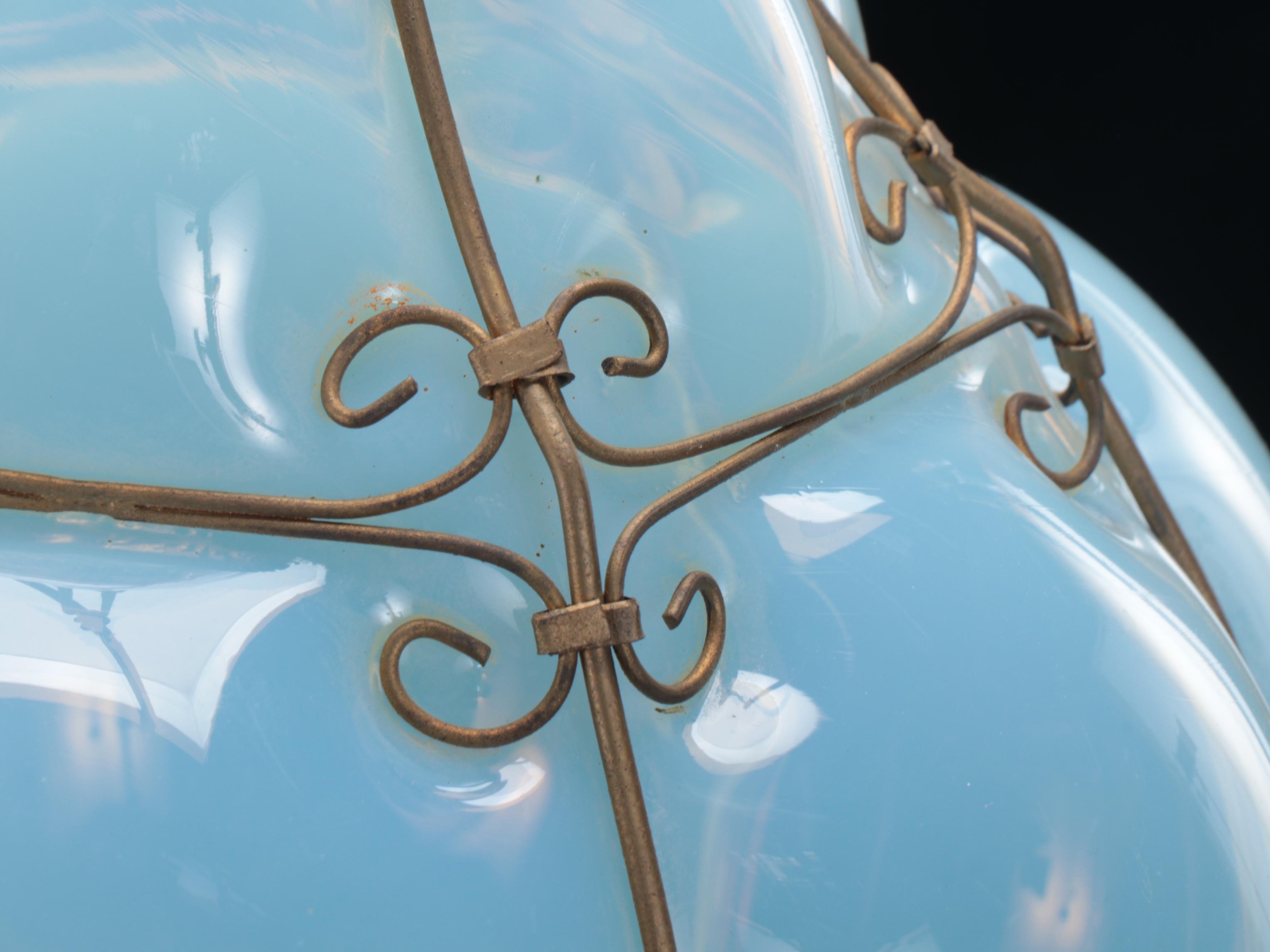 Mexican Iridescent Bubble Glass Pendant Light