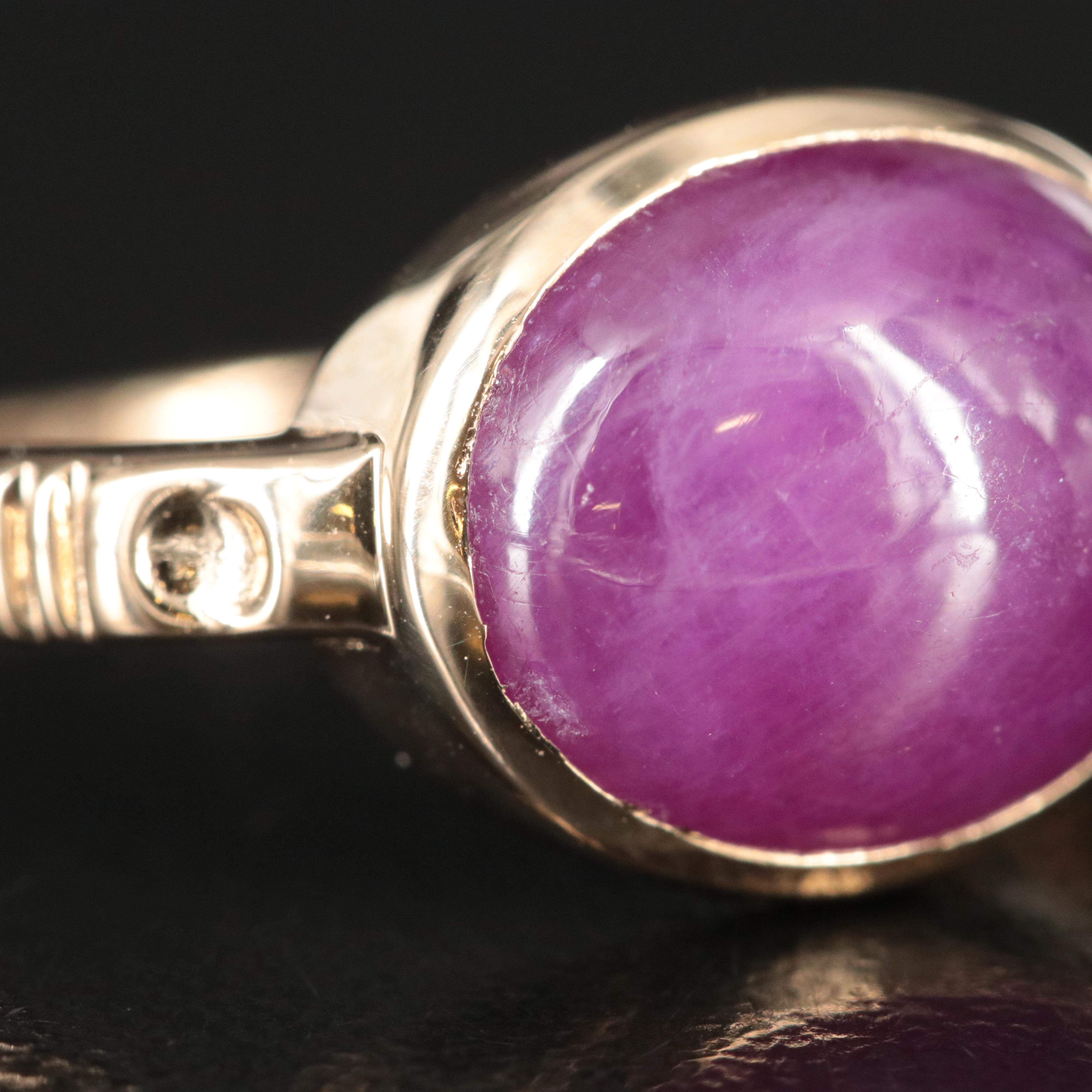 14K 6.44 CT Ruby Cabochon  Ring