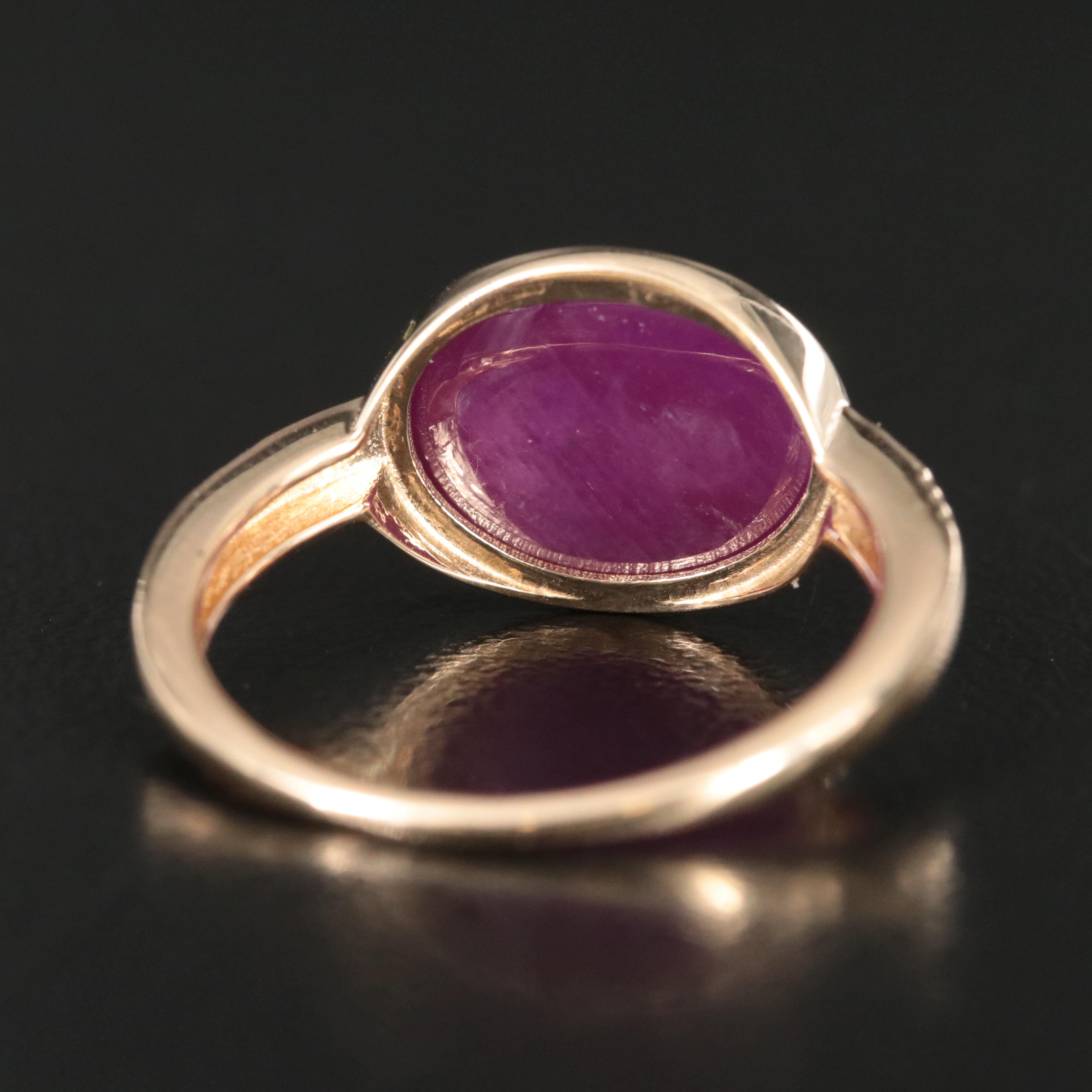 14K 6.44 CT Ruby Cabochon  Ring