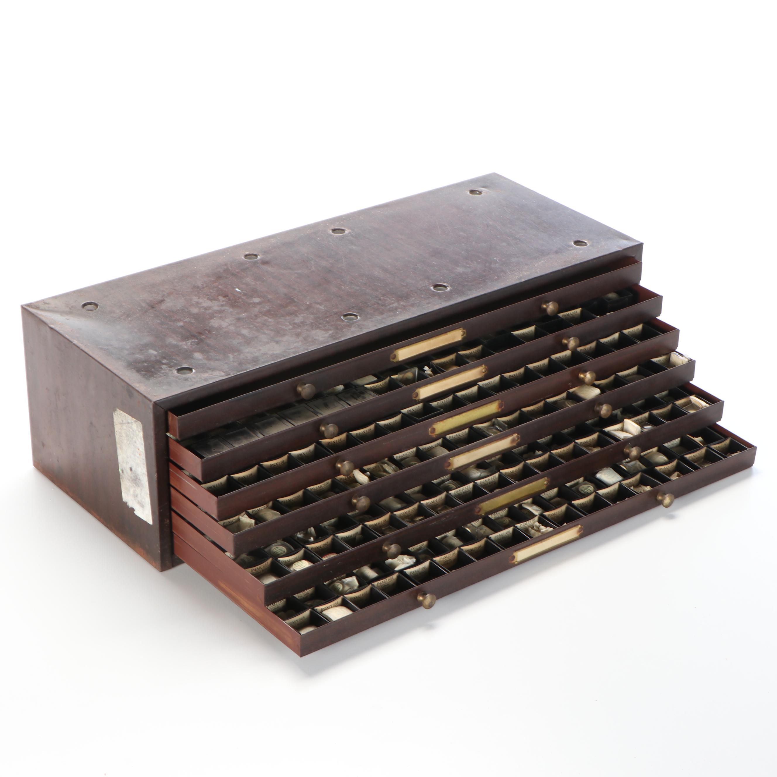 Vintage Watchmaker's Metal Crystal Cabinet by C&E Marshall