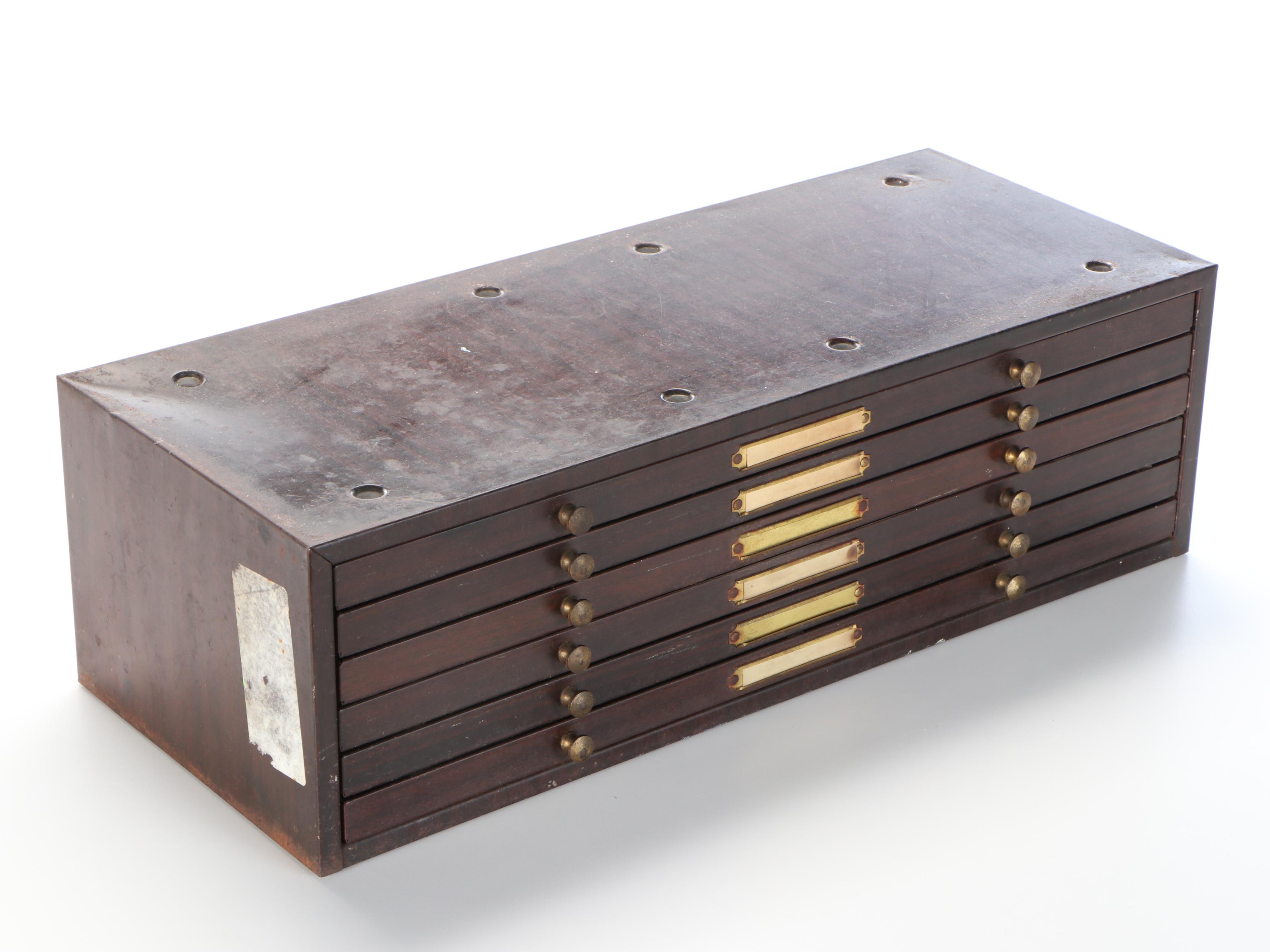 Vintage Watchmaker's Metal Crystal Cabinet by C&E Marshall