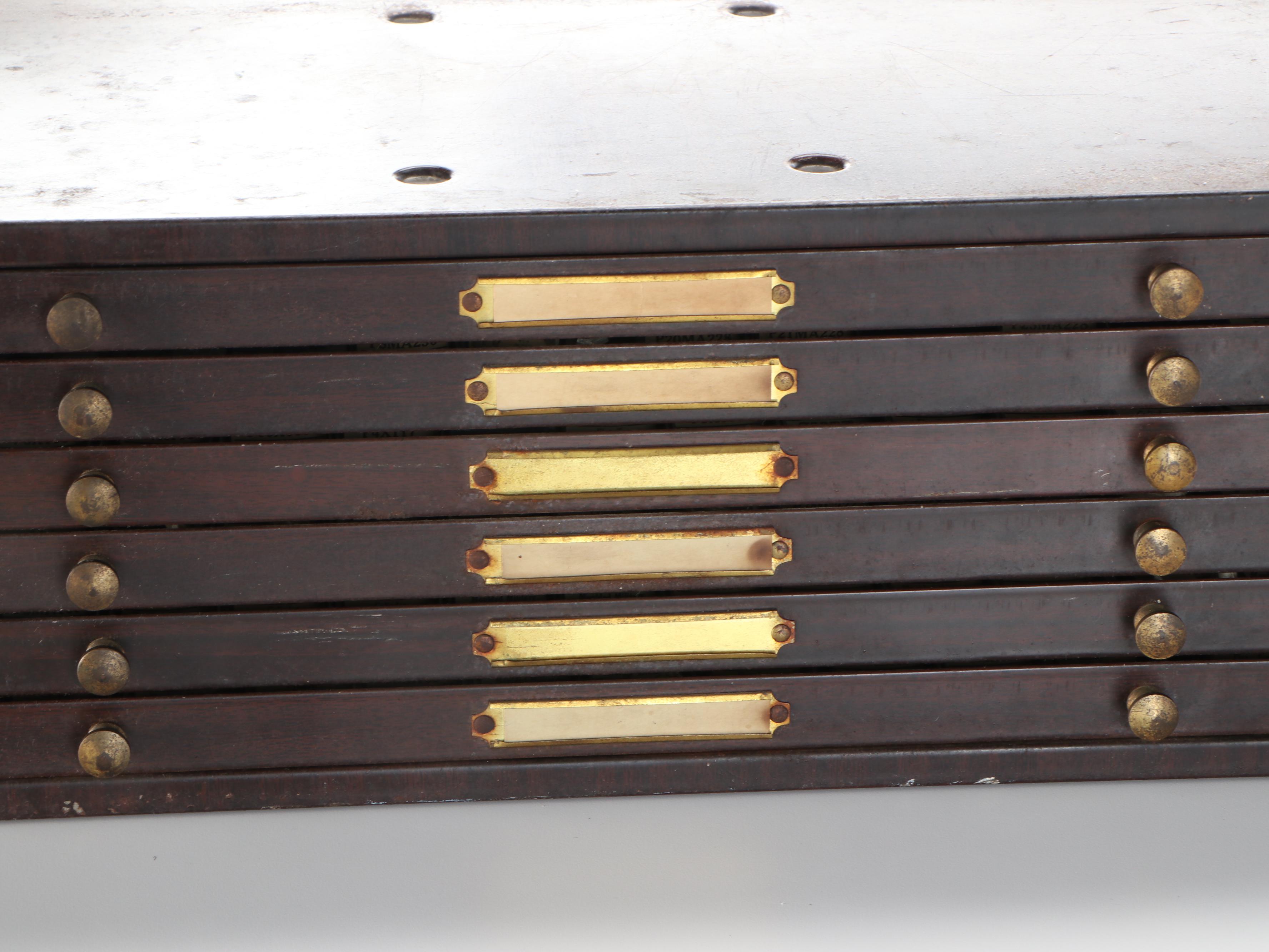 Vintage Watchmaker's Metal Crystal Cabinet by C&E Marshall