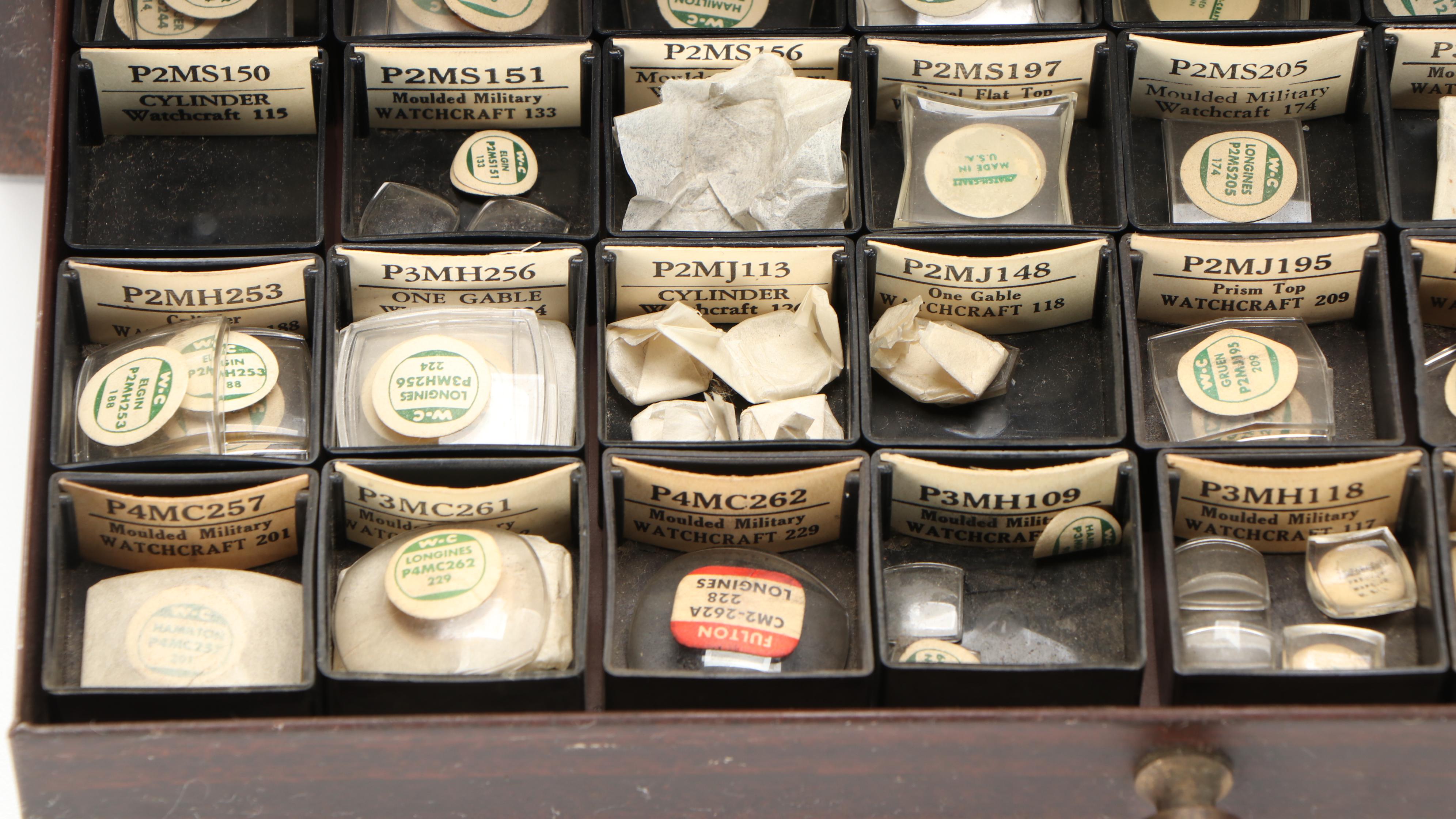 Vintage Watchmaker's Metal Crystal Cabinet by C&E Marshall