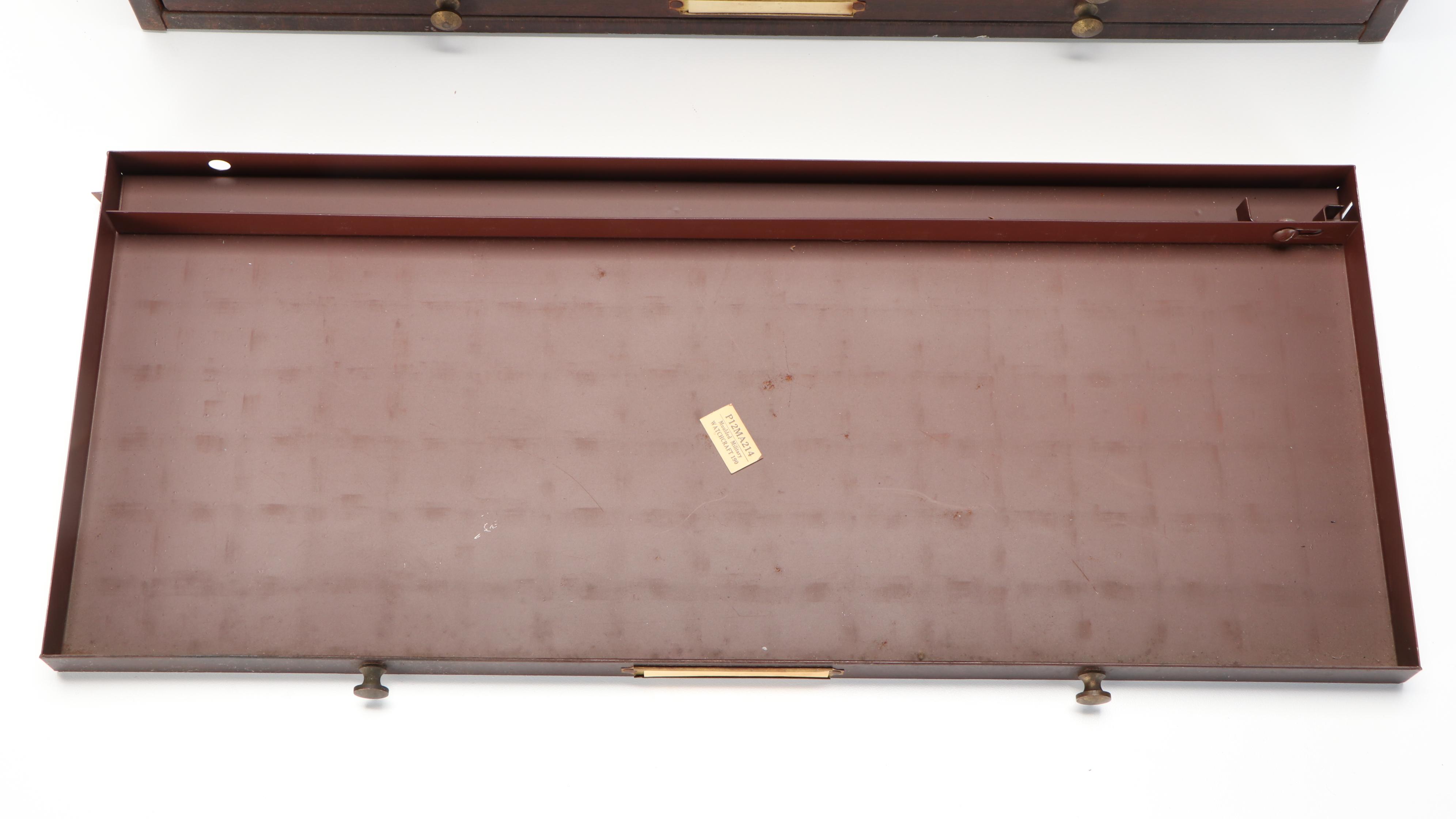 Vintage Watchmaker's Metal Crystal Cabinet by C&E Marshall