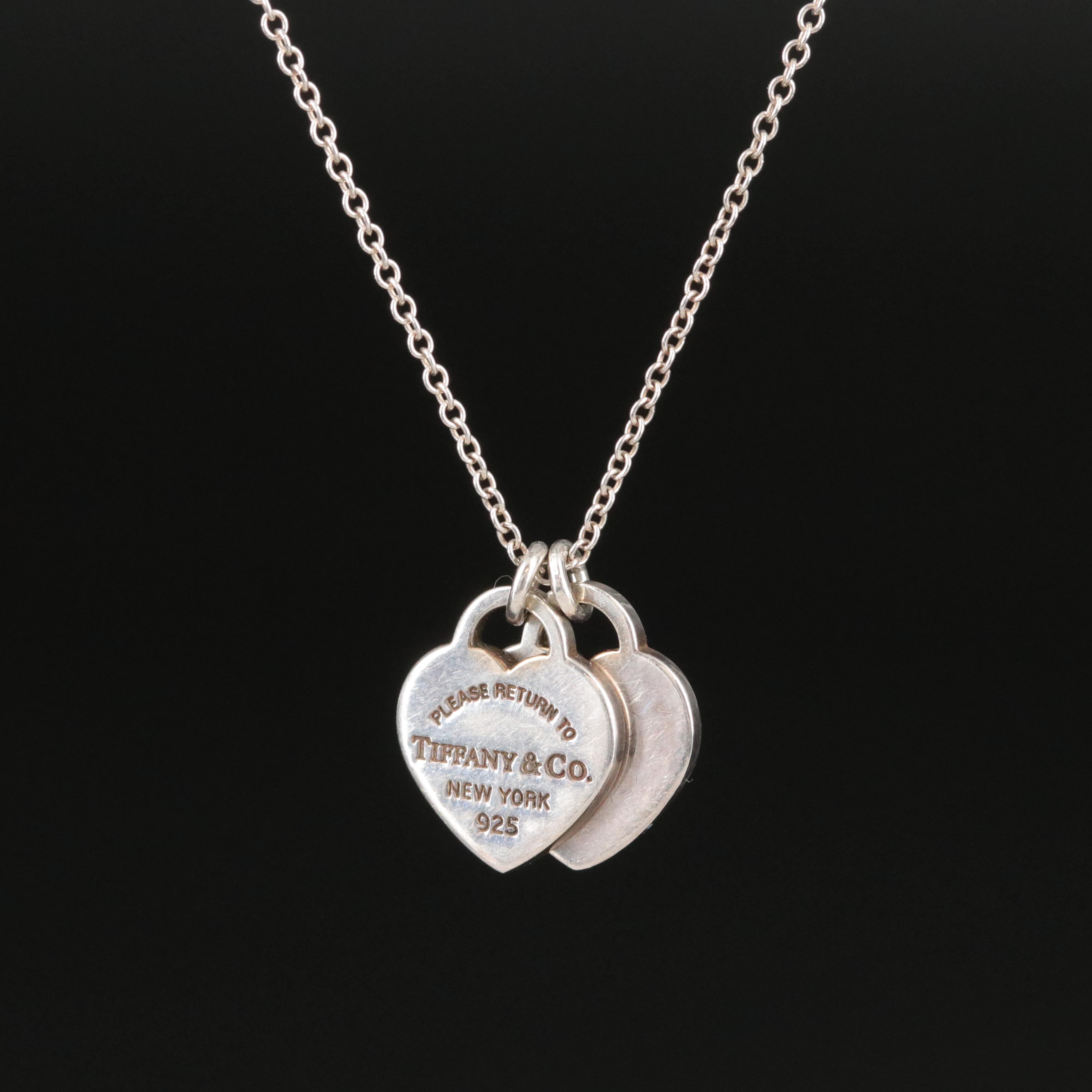 Tiffany & Co. Return to Tiffany Sterling Double Heart Tag Necklace