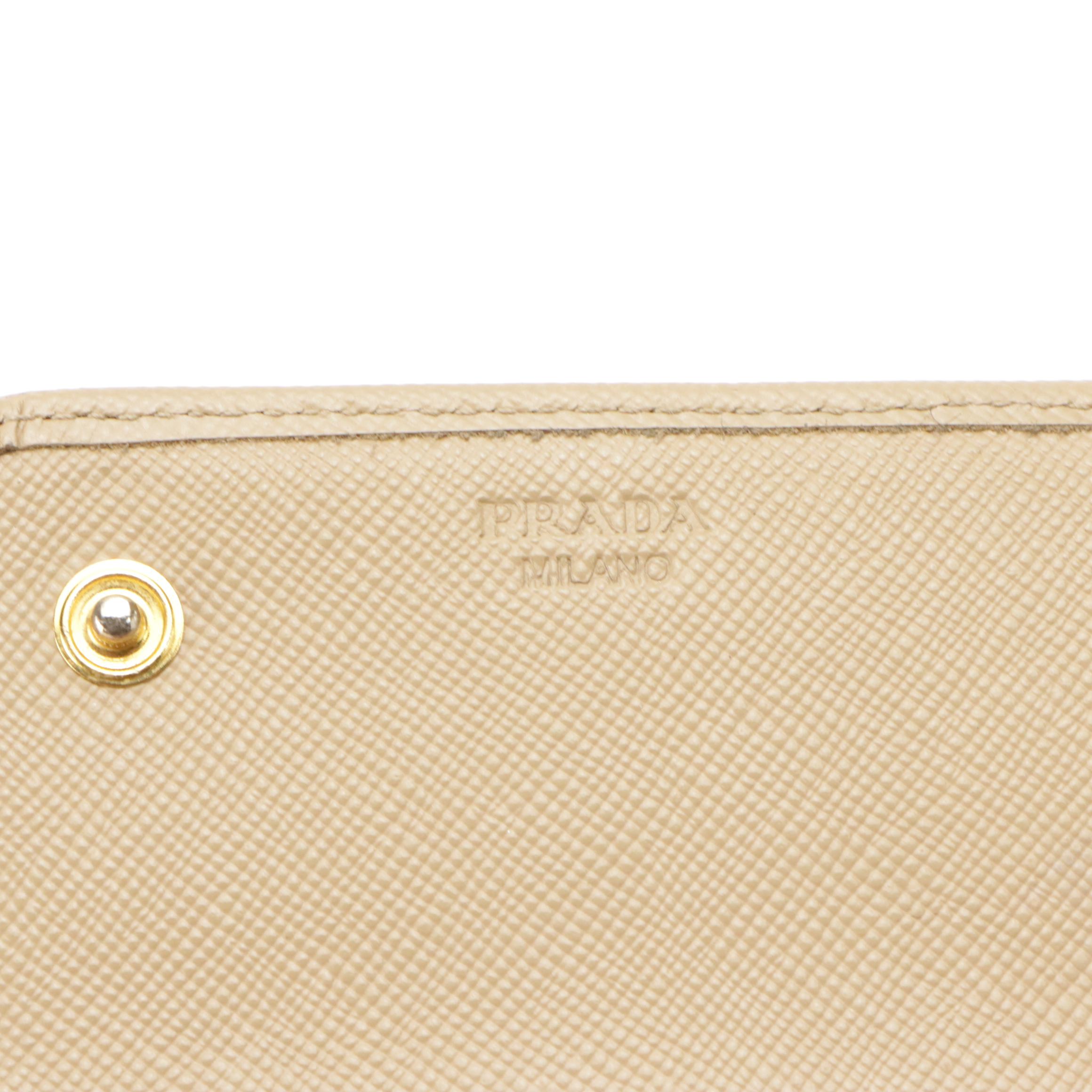 Prada Continental Wallet in Beige Saffiano Leather