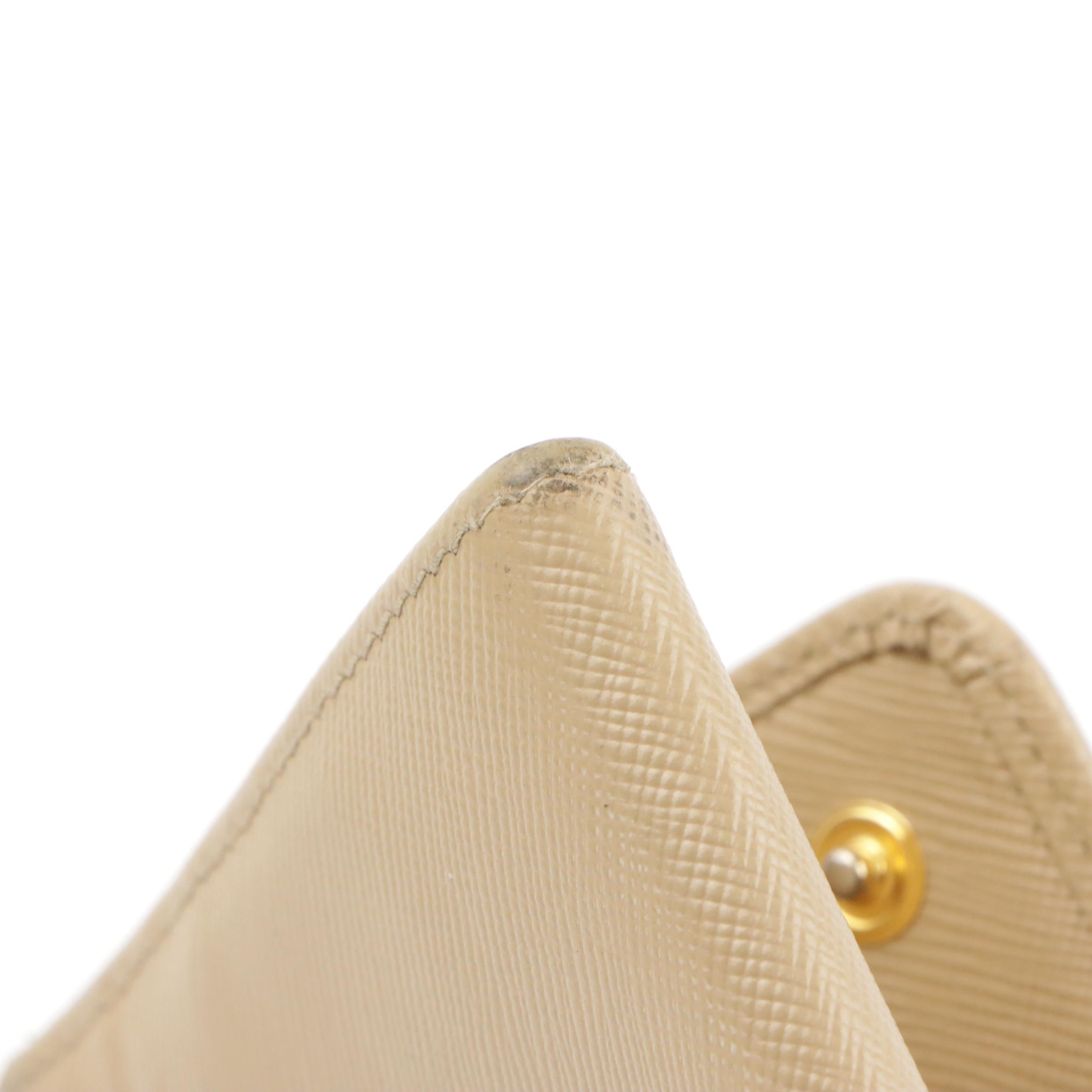 Prada Continental Wallet in Beige Saffiano Leather