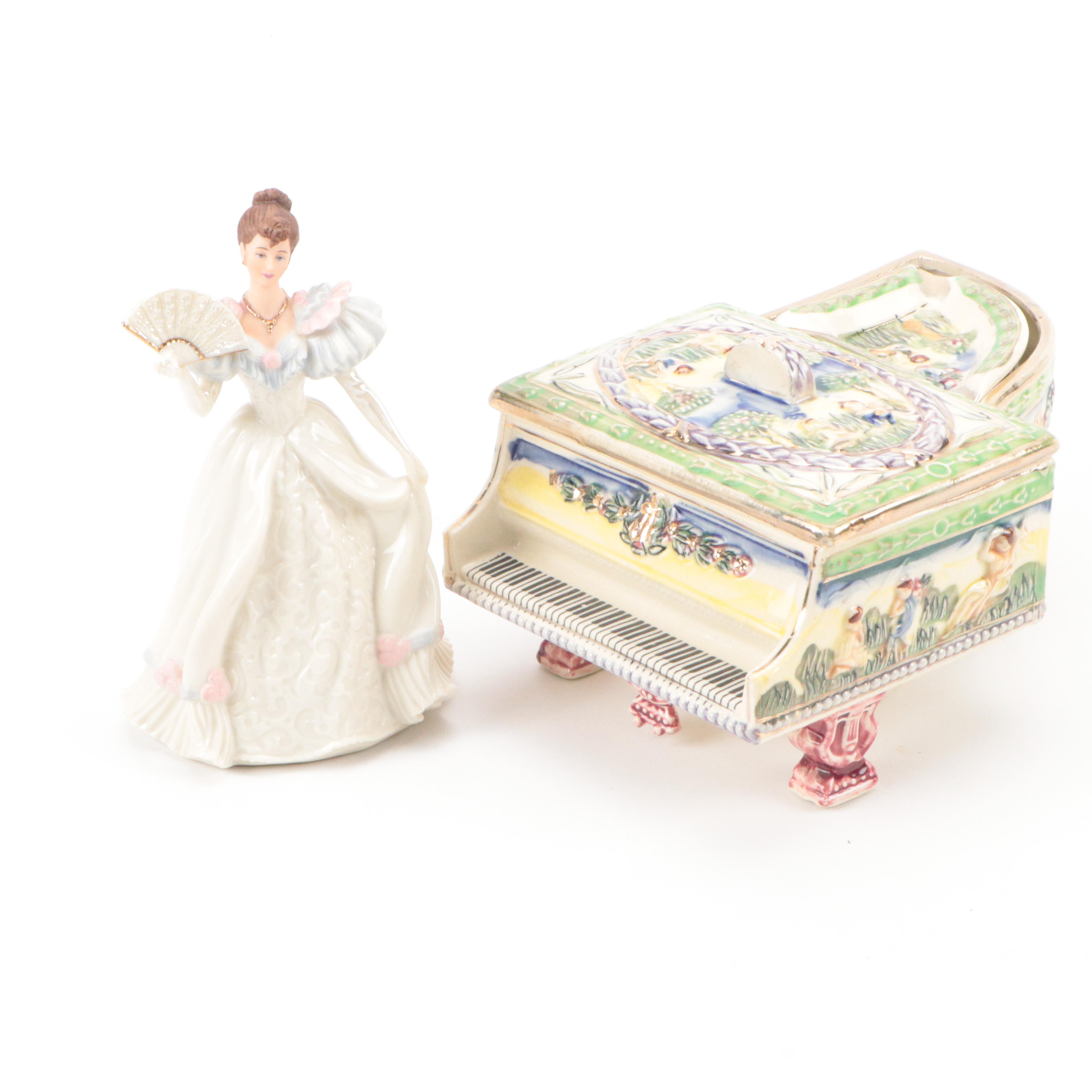Lenox "Beauty Of The Ball" Porcelain Figurine with Ceramic Ashtray and More