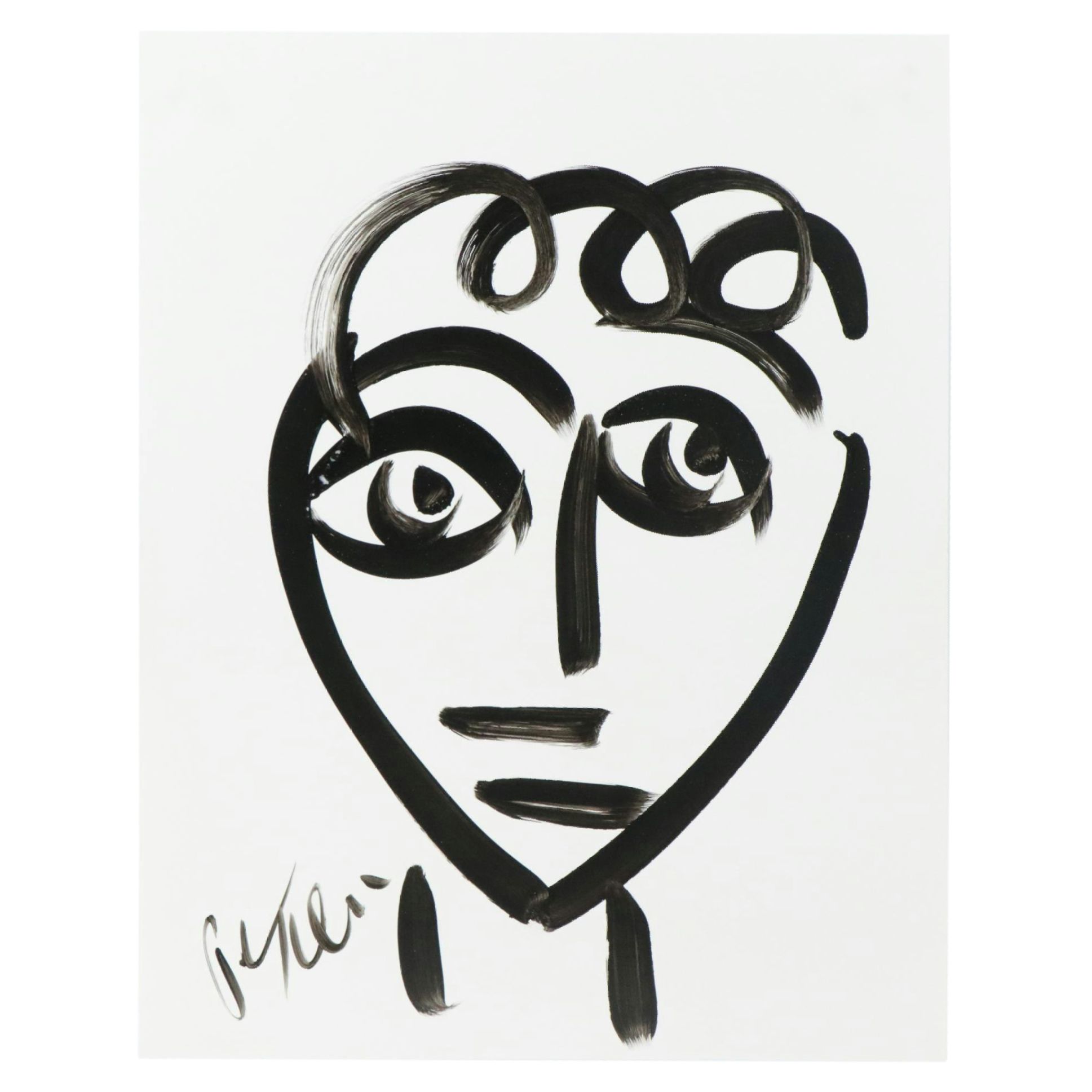 Peter Keil Abstract Acrylic Portrait Painting, Late 20th Century