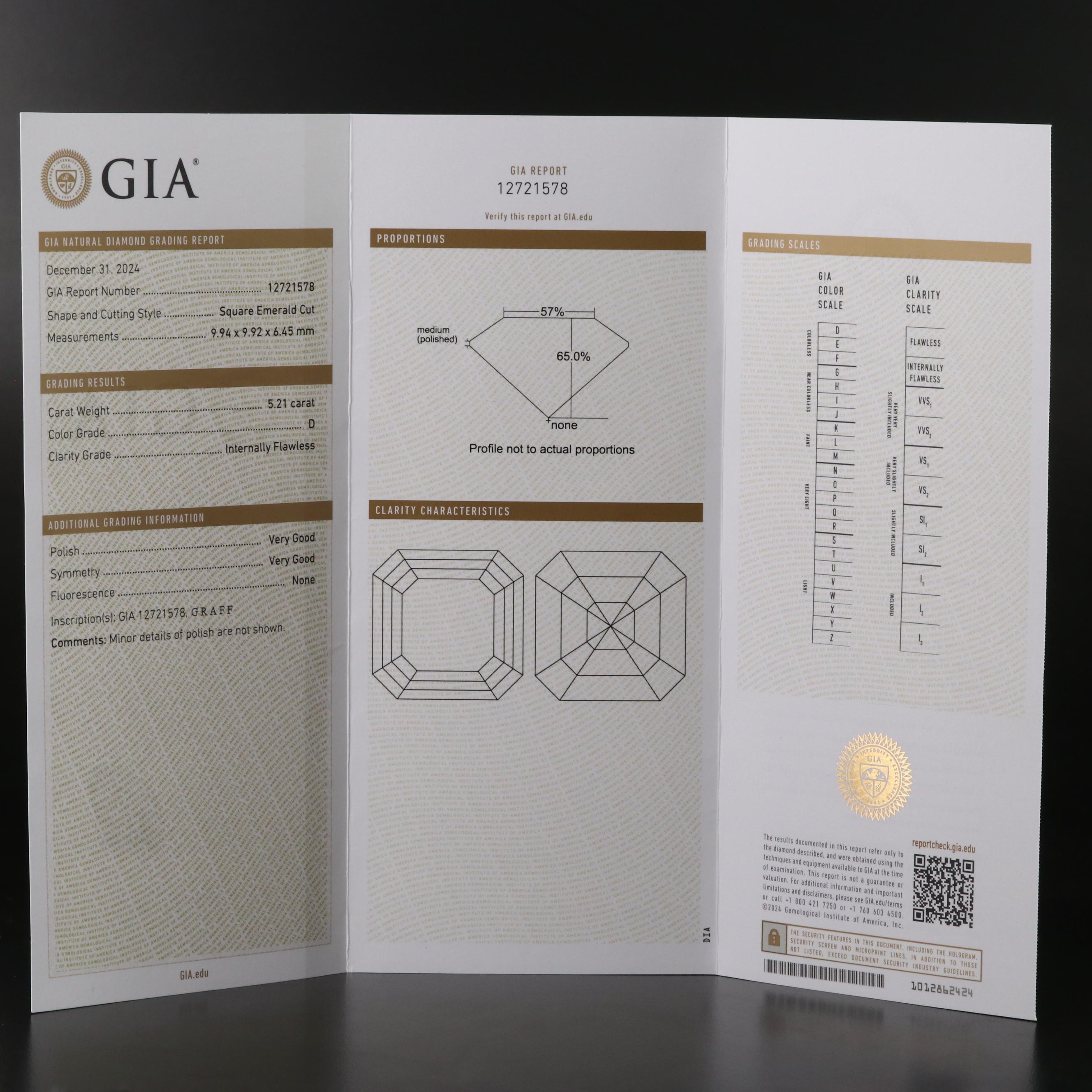 GRAFF Platinum 5.73 CTW Diamond Ring with Internally Flawless Center and GIA