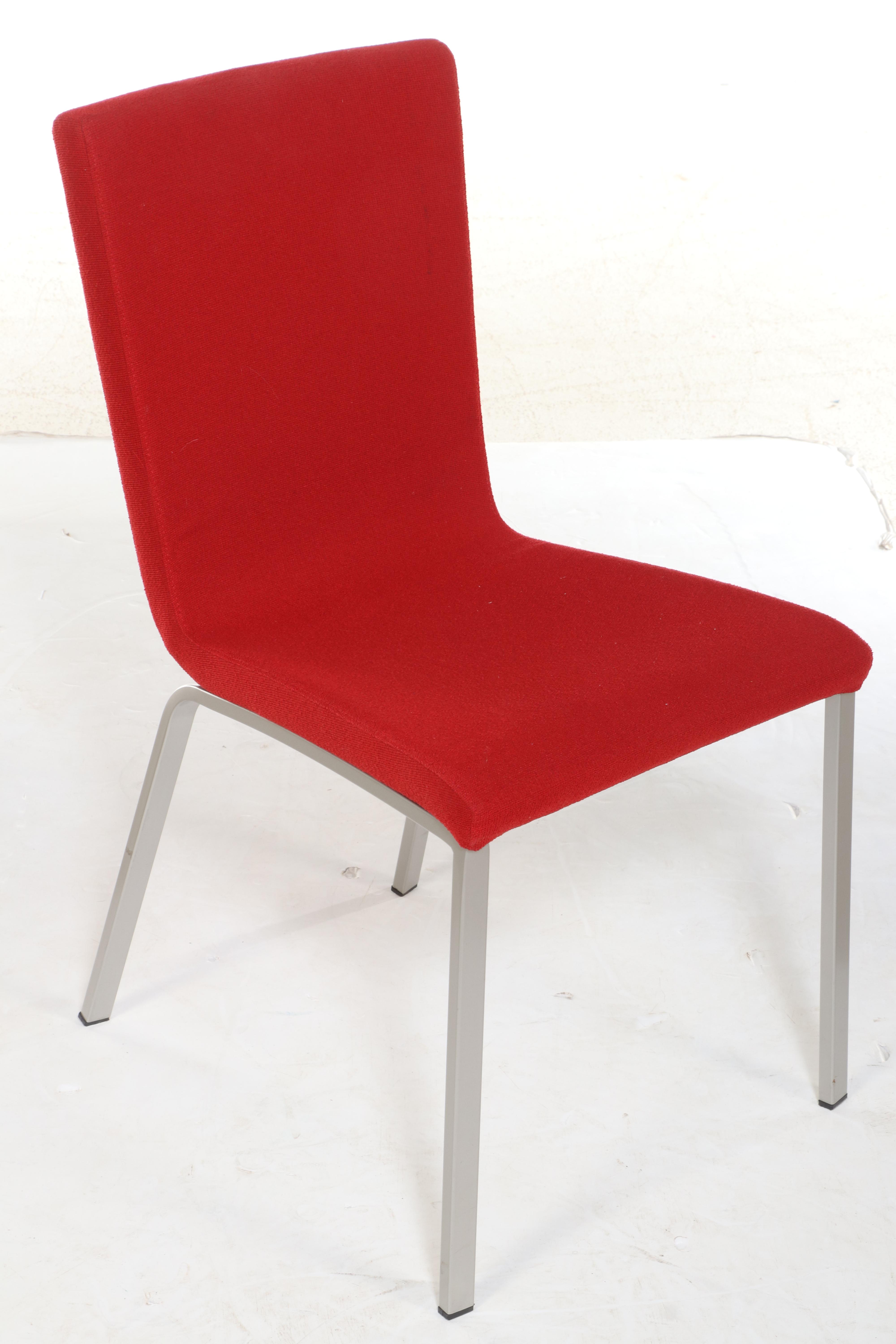 Calligaris Italian Red Upholstered Dining Chairs