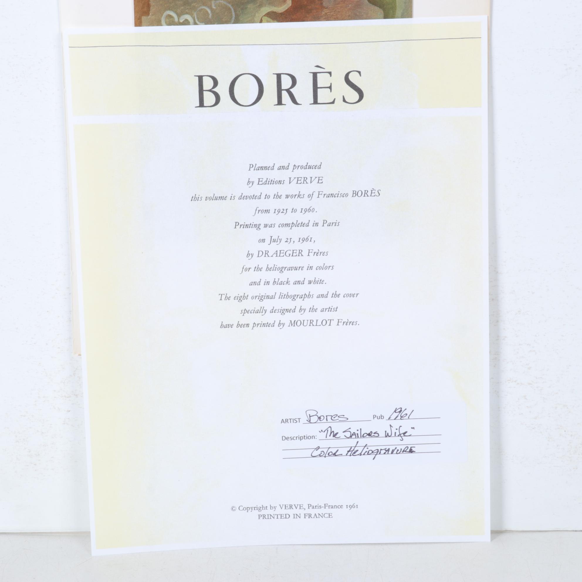 Francisco Borès Lopez Heliogravure "The Sailor's Wife" From "Borès," 1961