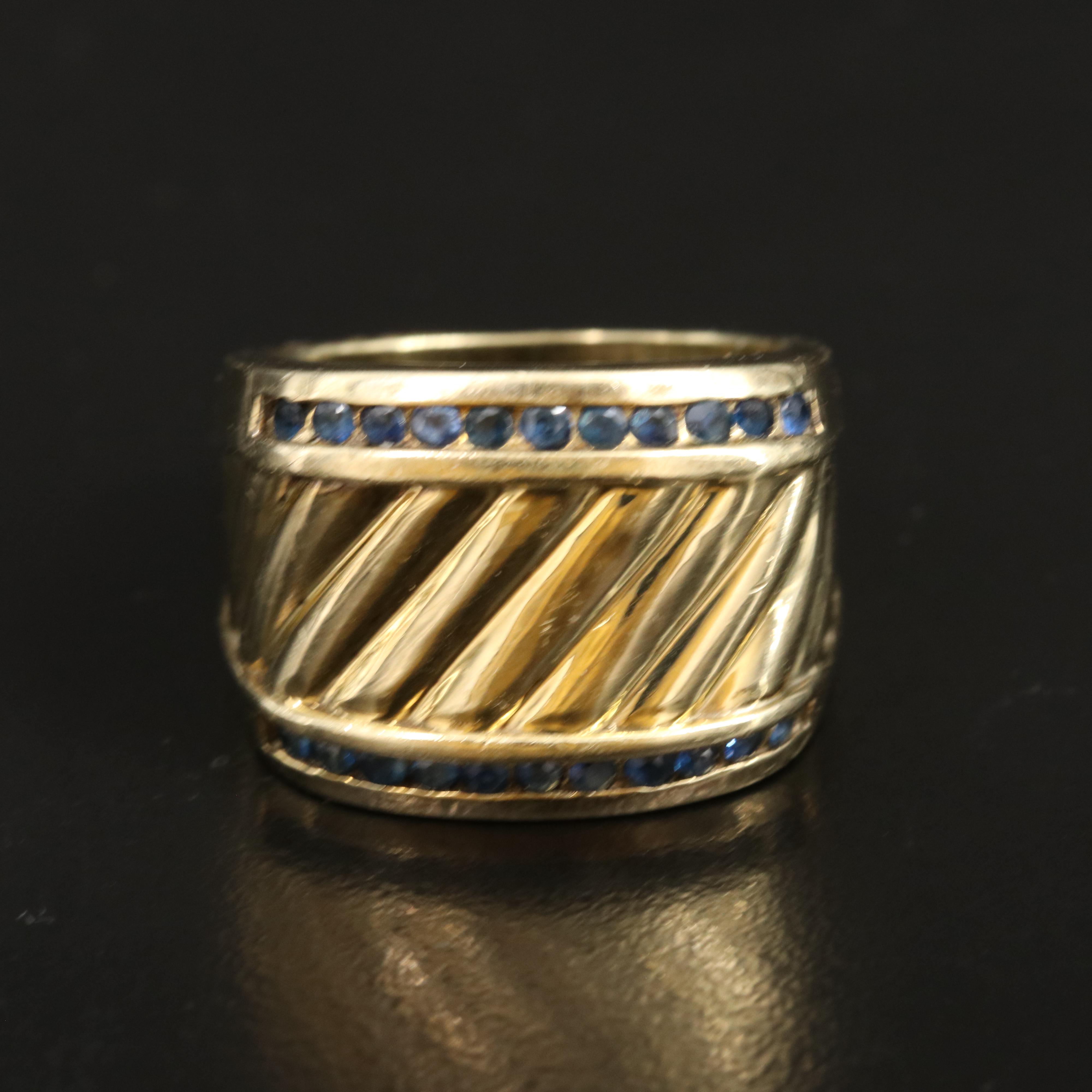 David Yurman 14K Sapphire Cigar Band Ring