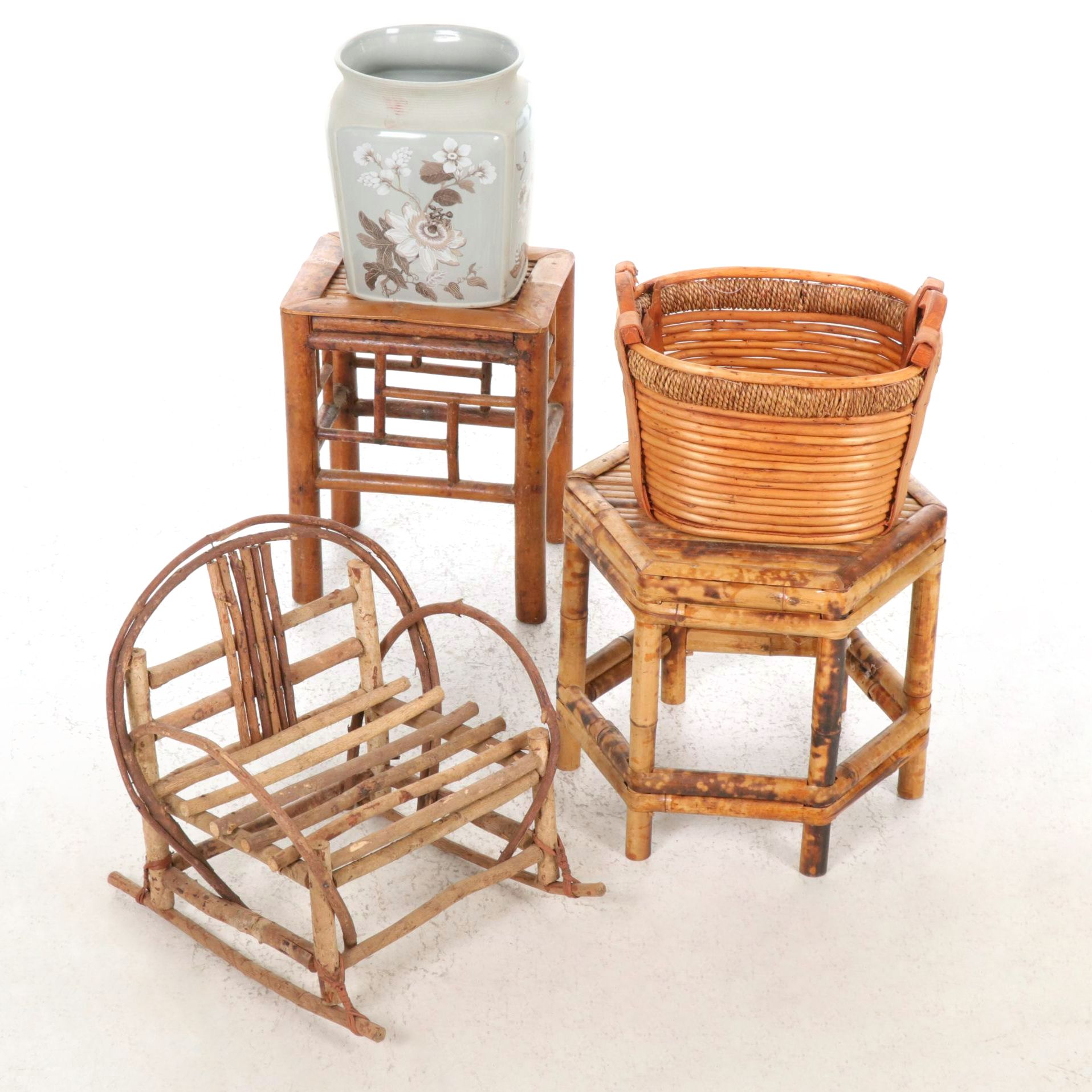 Bentwood Chair Plant Stand, Asian Plant Stands, Bucket and Planter
