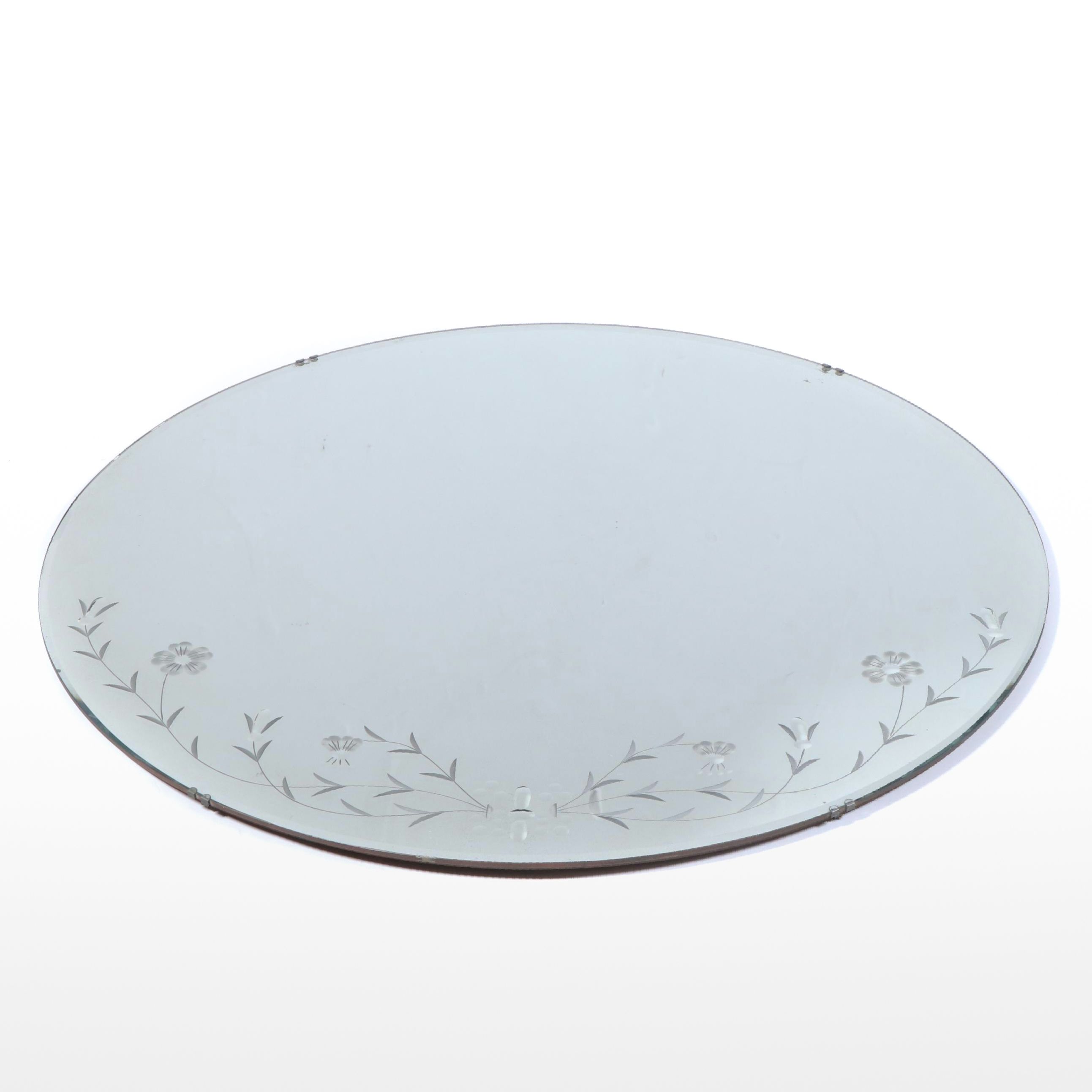 Noyer Reverse-Etched and Beveled Glass Wall Mirror