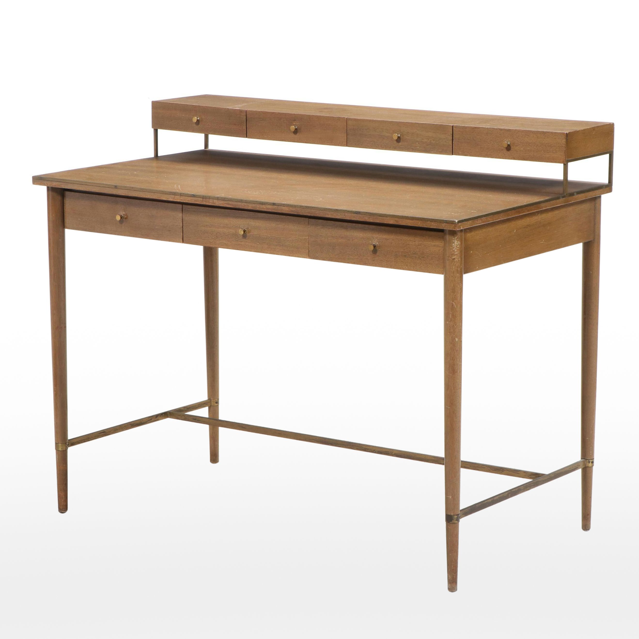 Mid Century Modern Style Wooden Two-Tier Desk, Mid to Late 20th Century