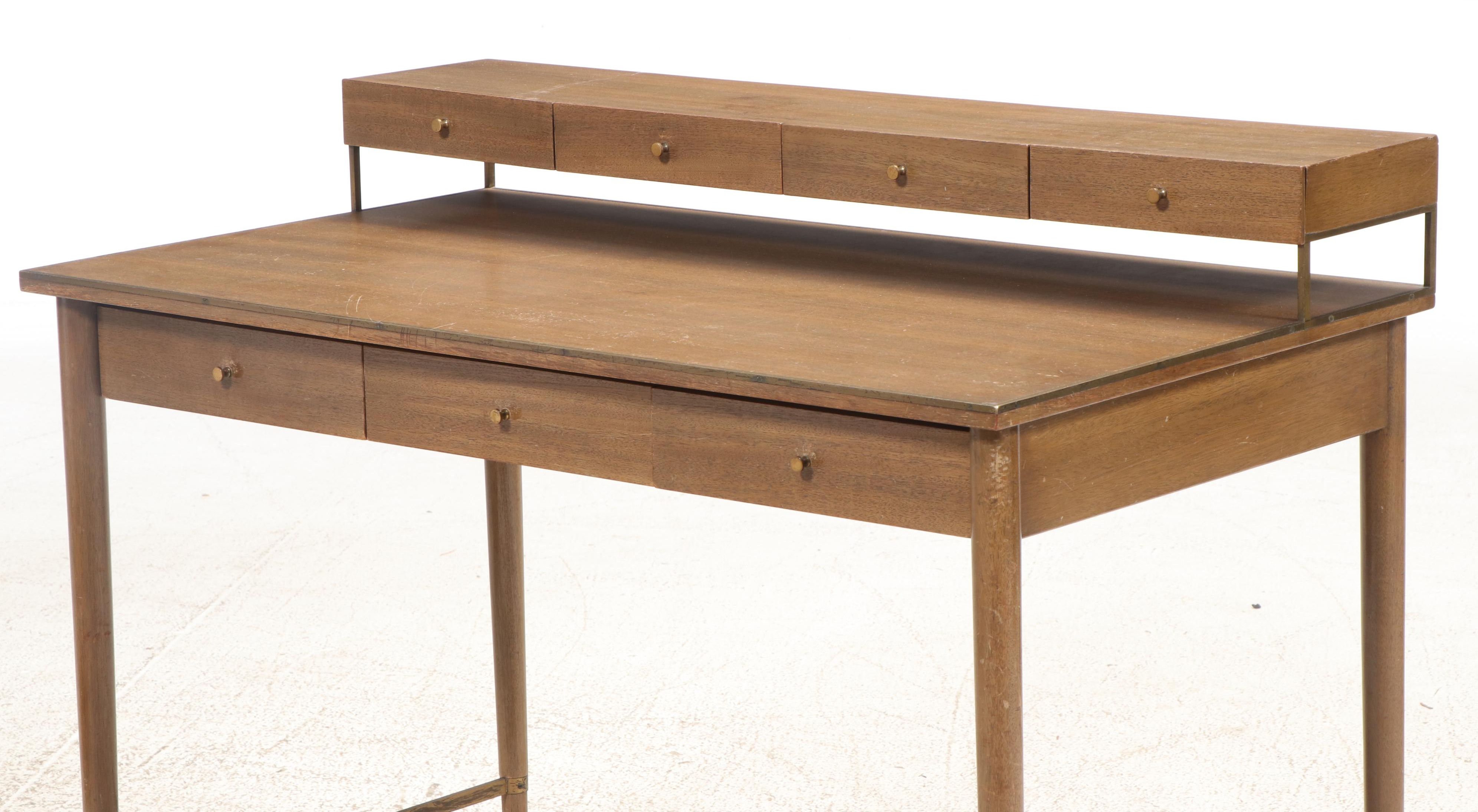 Mid Century Modern Style Wooden Two-Tier Desk, Mid to Late 20th Century