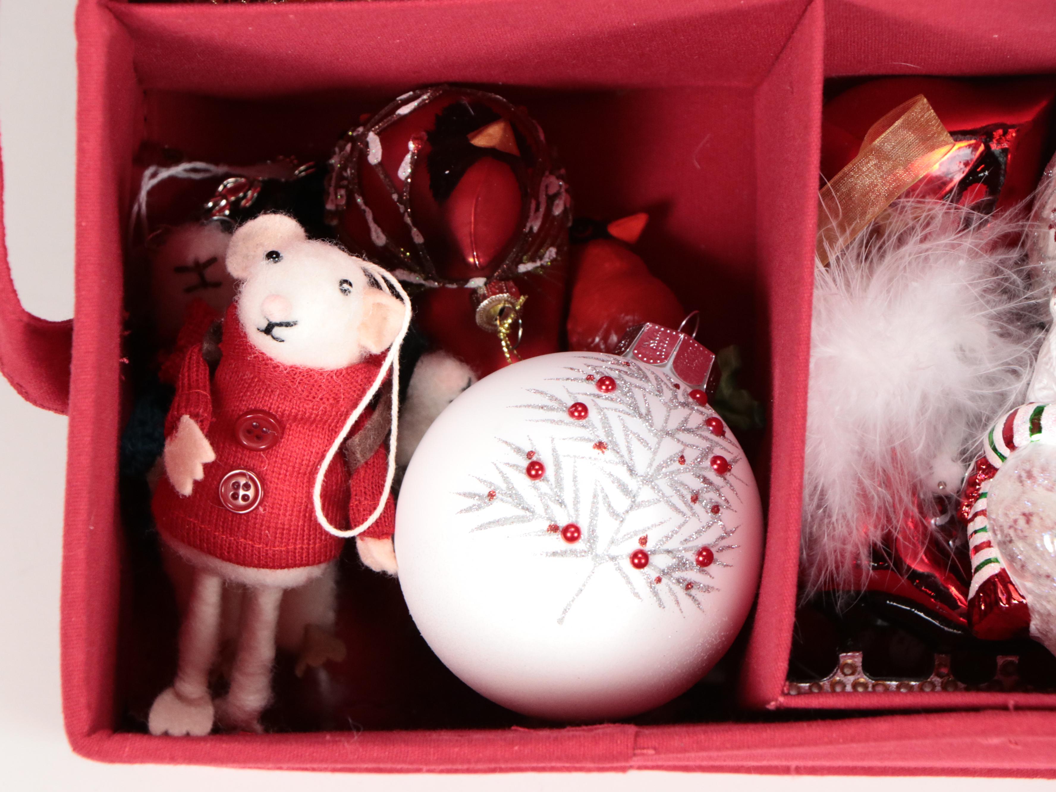 Frontgate Ornament Storage Container with Glass and Other Christmas Ornaments