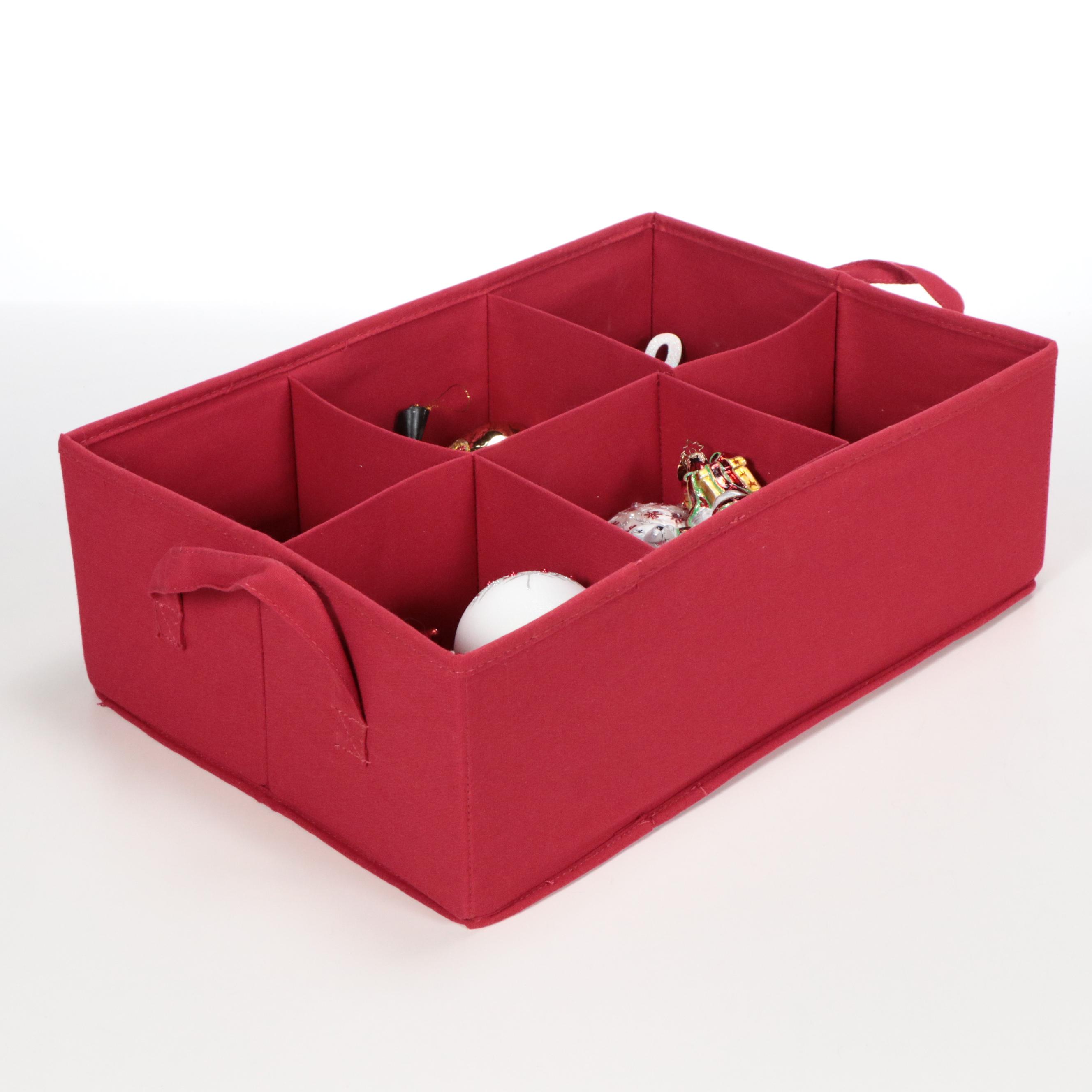 Frontgate Ornament Storage Container with Glass and Other Christmas Ornaments