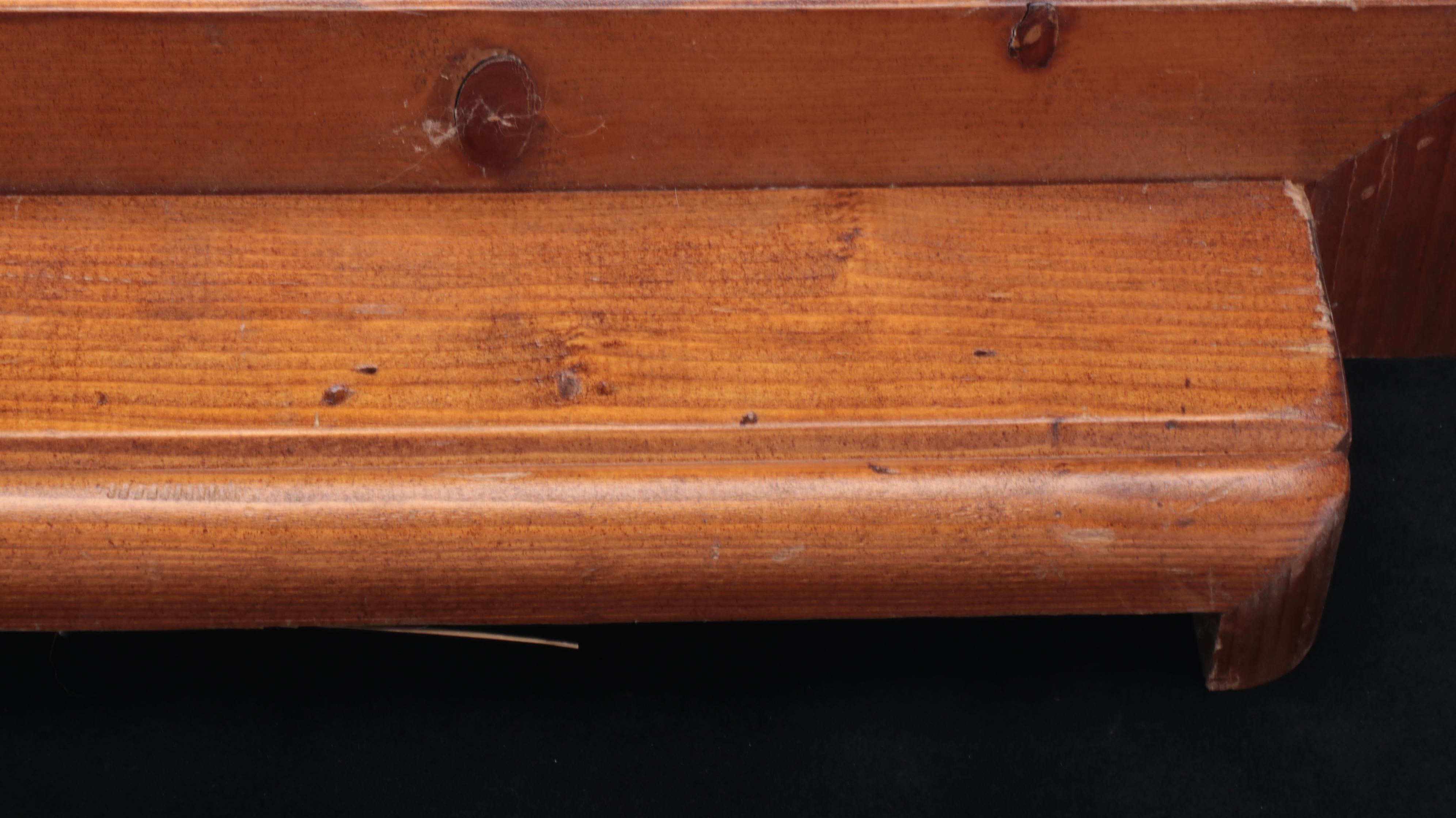 Italian Pine Wood Wall Shelf with White Laminate Floating Shelf