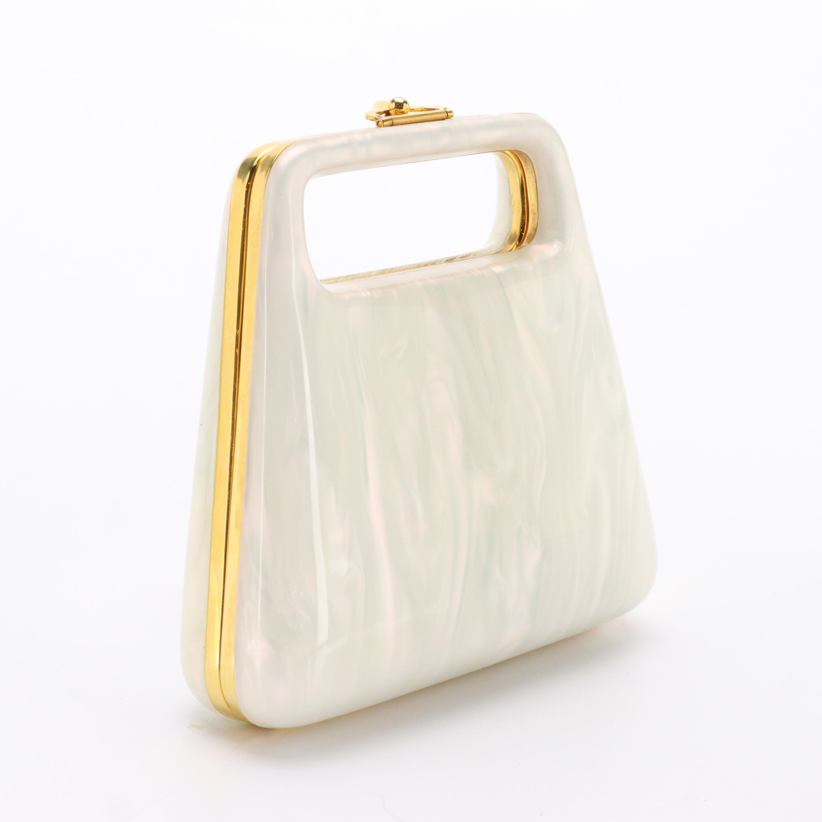 Boston Vintage Vanity Clutch in Pearly White Lucite