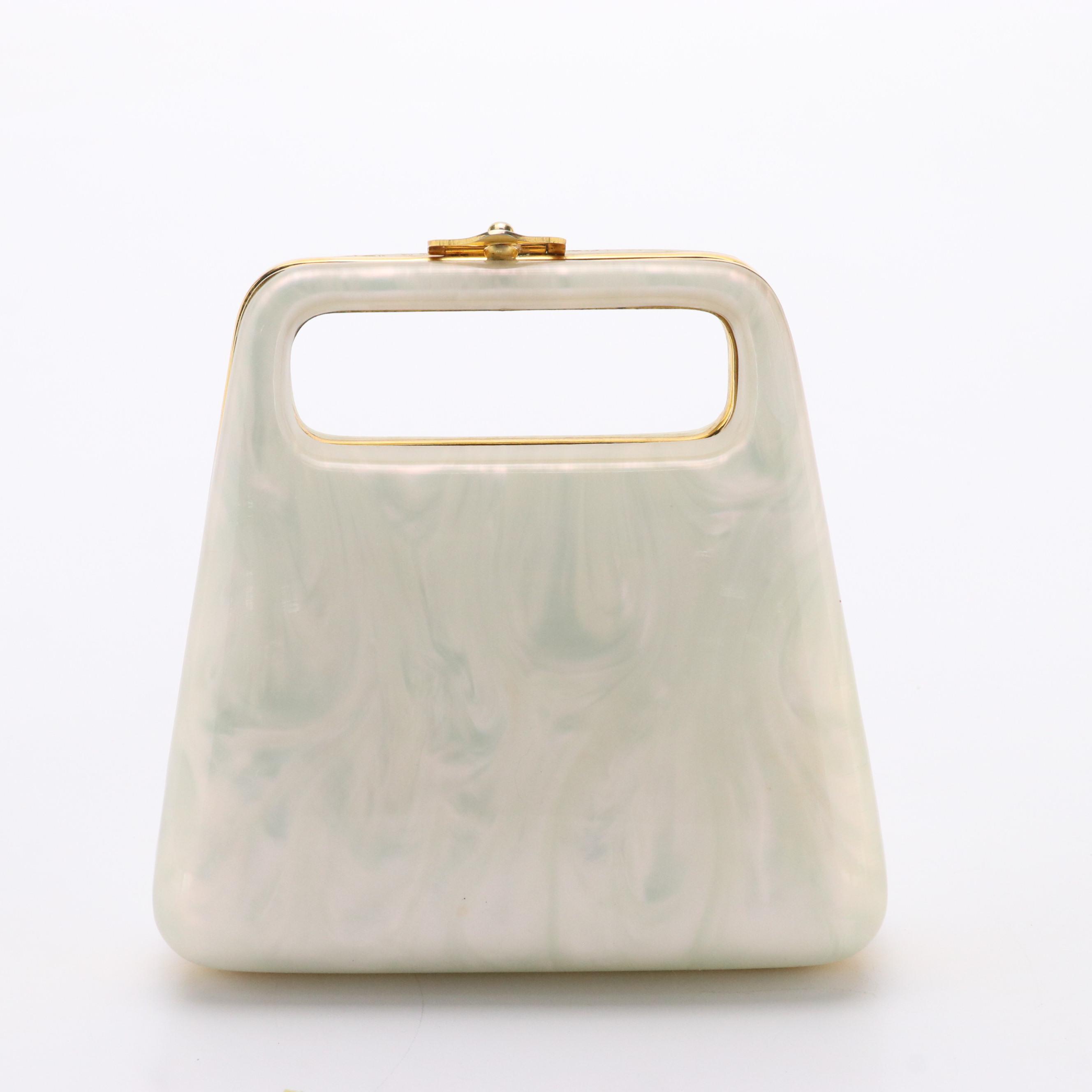 Boston Vintage Vanity Clutch in Pearly White Lucite