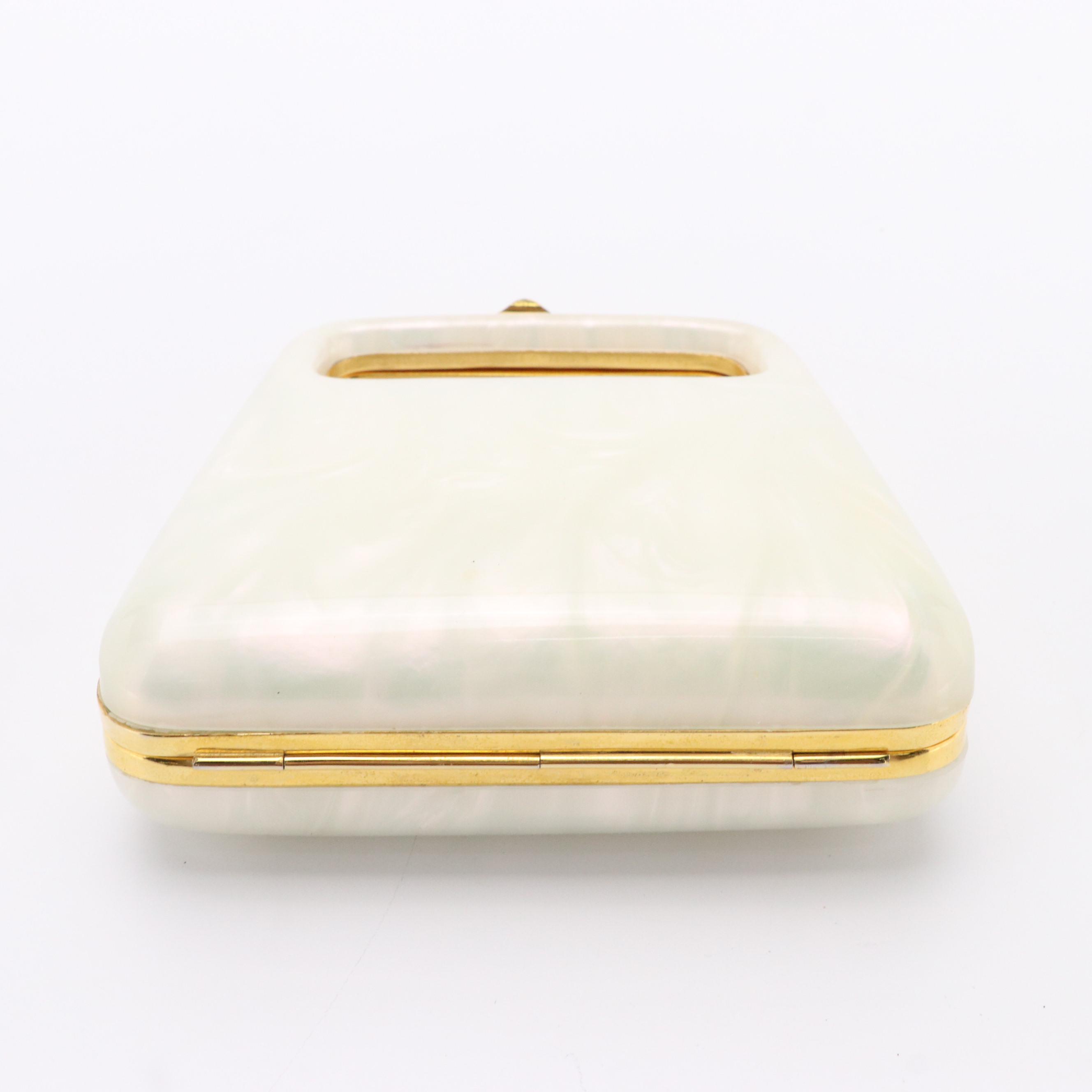 Boston Vintage Vanity Clutch in Pearly White Lucite
