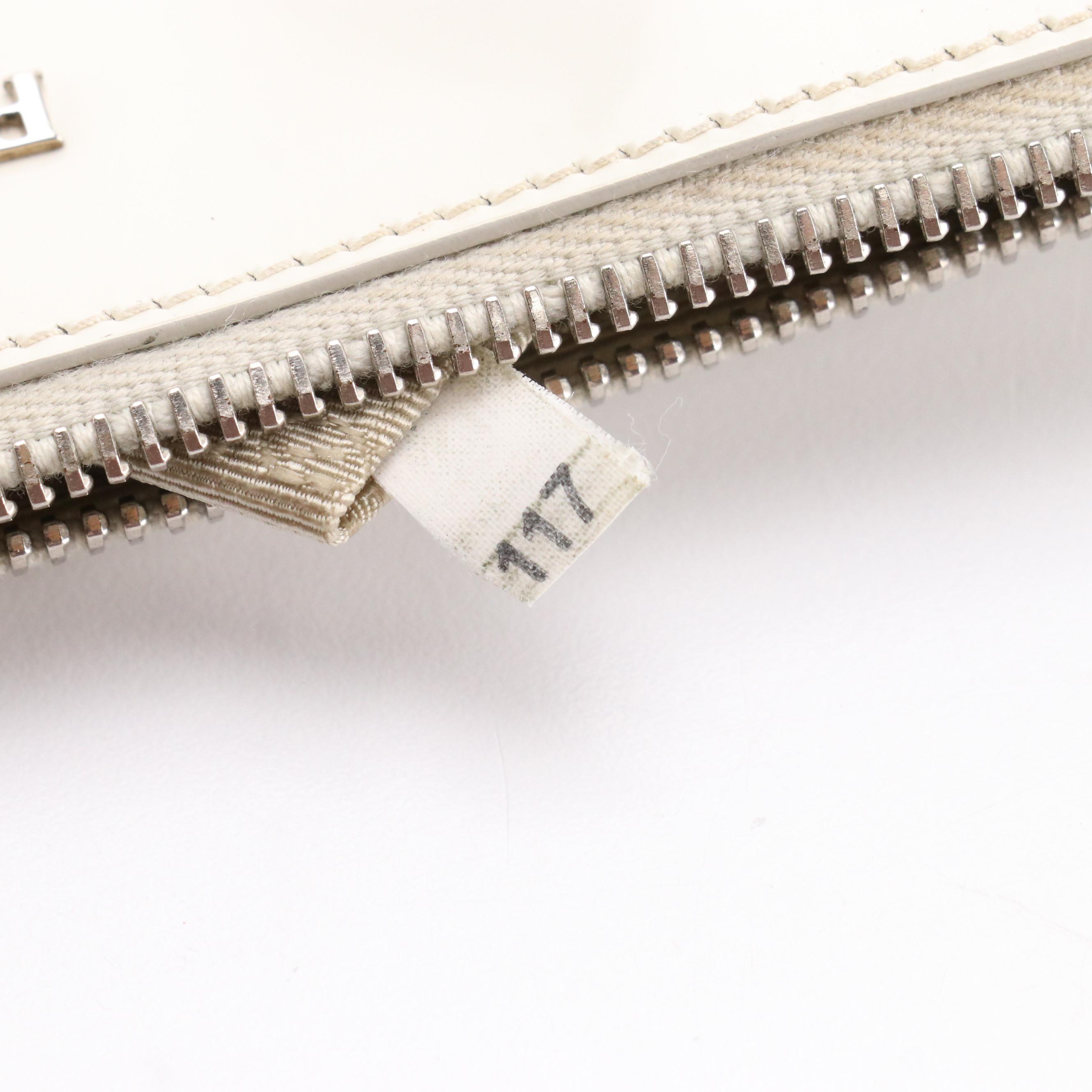 Prada Red and White Patent Leather Flower Zip Wristlet