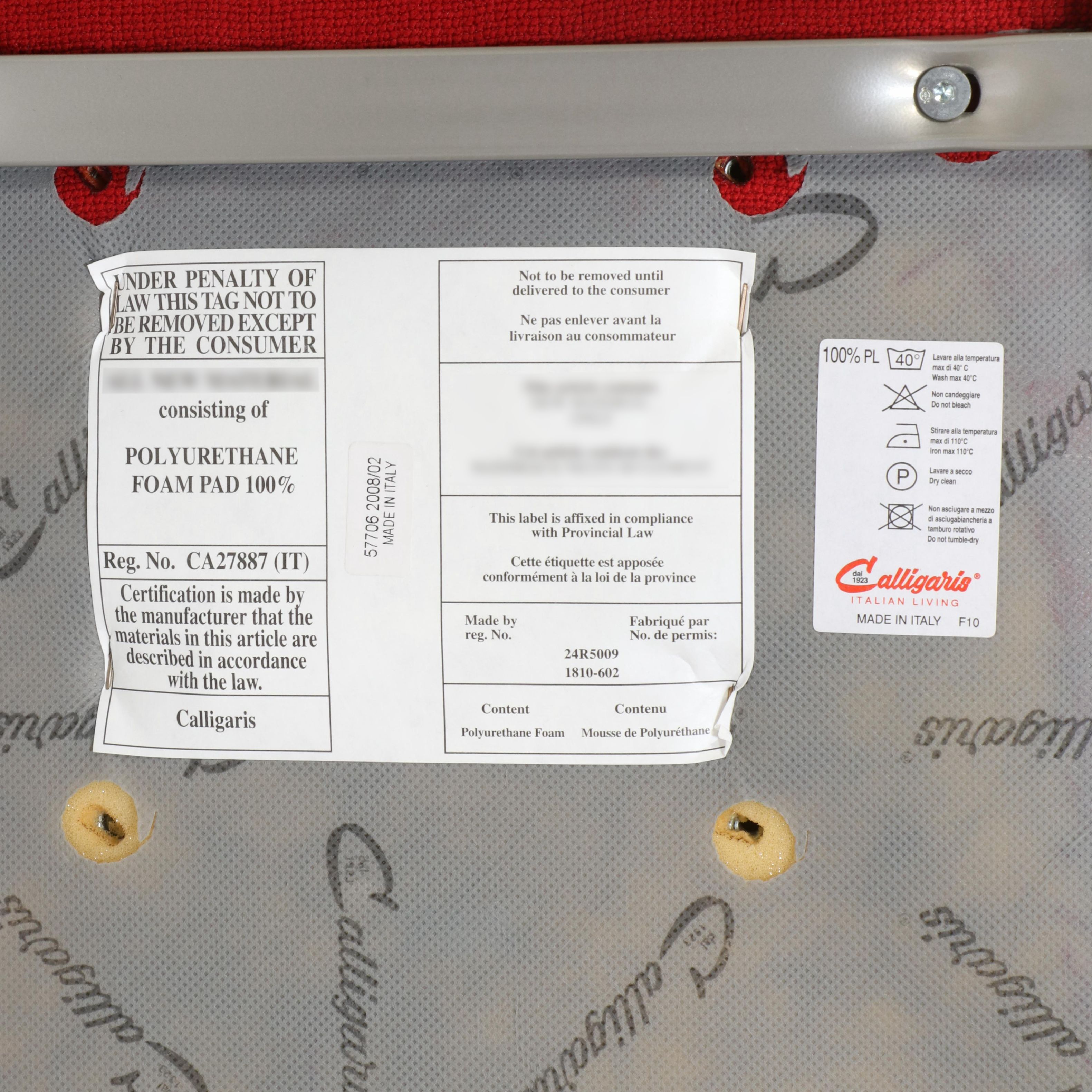 Calligaris Italian Red Upholstered Dining Chairs