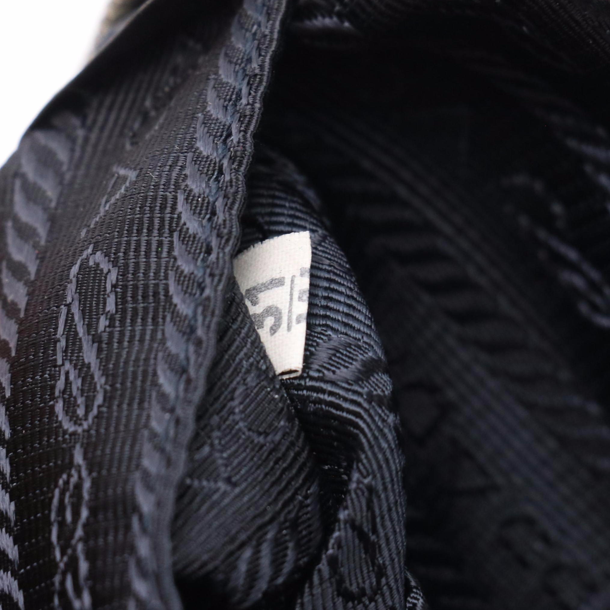 Prada Rhinestone Studded Denim Mini Zip Crossbody Bag