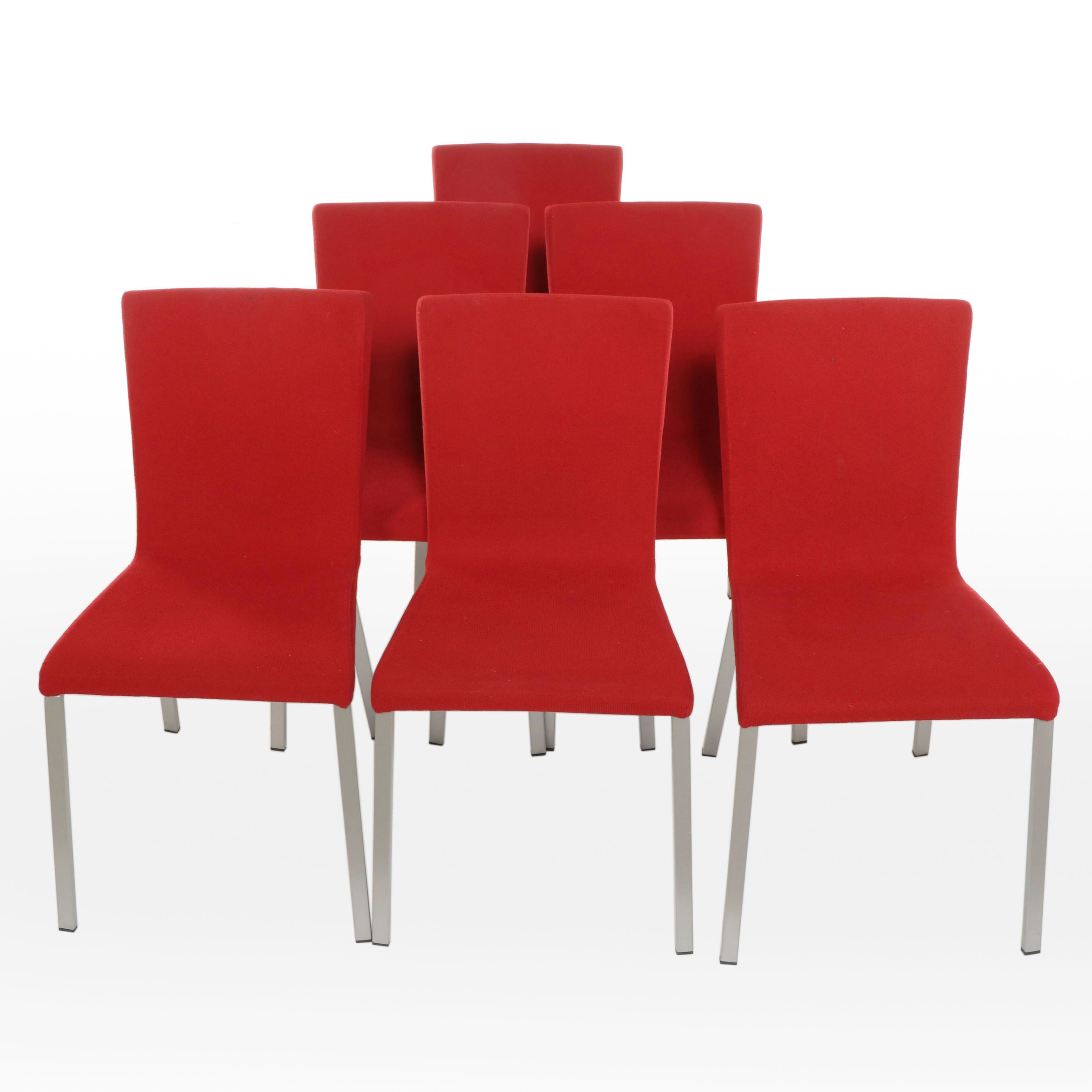 Calligaris Italian Red Upholstered Dining Chairs